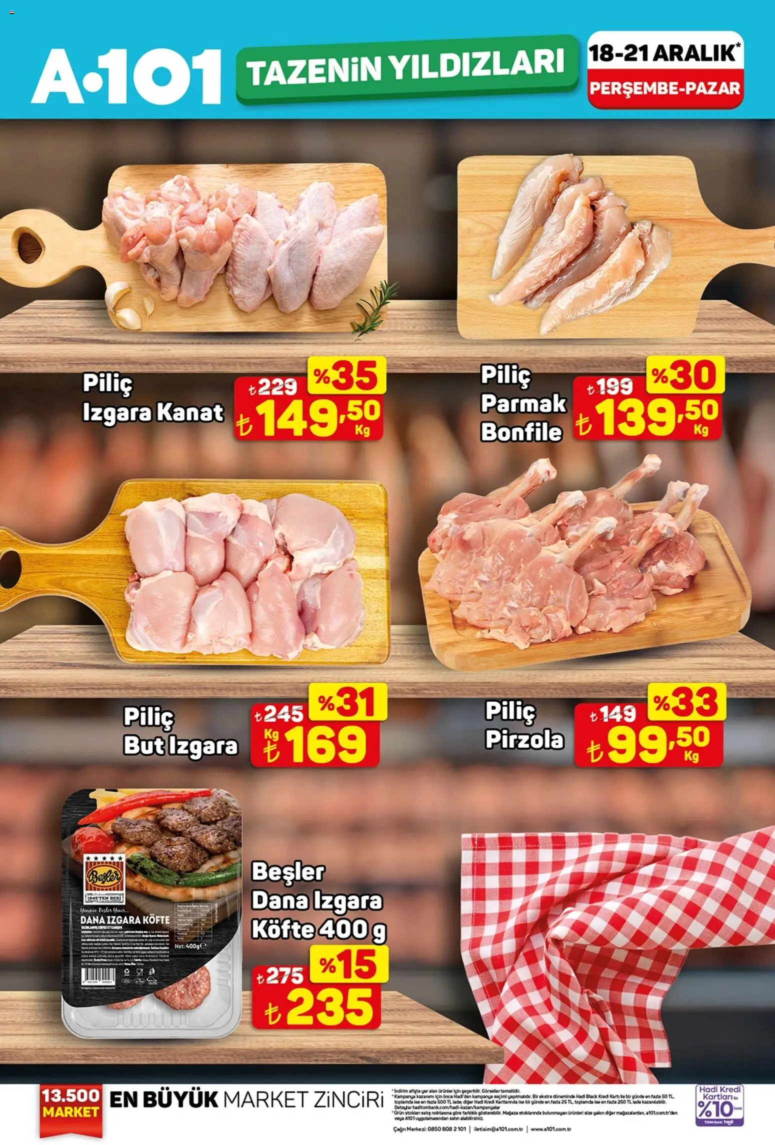 A101 Tazenin Yıldızları - 18.12.2025 tarihinden itibaren geçerlidir | Sayfa: 2 | Ürünler: Piliç, Izgara köfte, Pirzola, Izgara