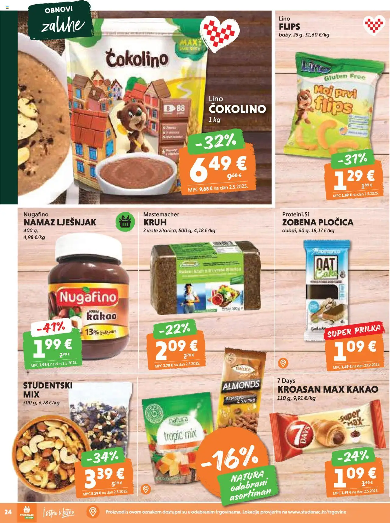 Studenac katalog | vrijedi od 15.10.2025 | Stranica: 24 | Proizvodi: Lješnjak, Kakao, Kroasan, Čokolino