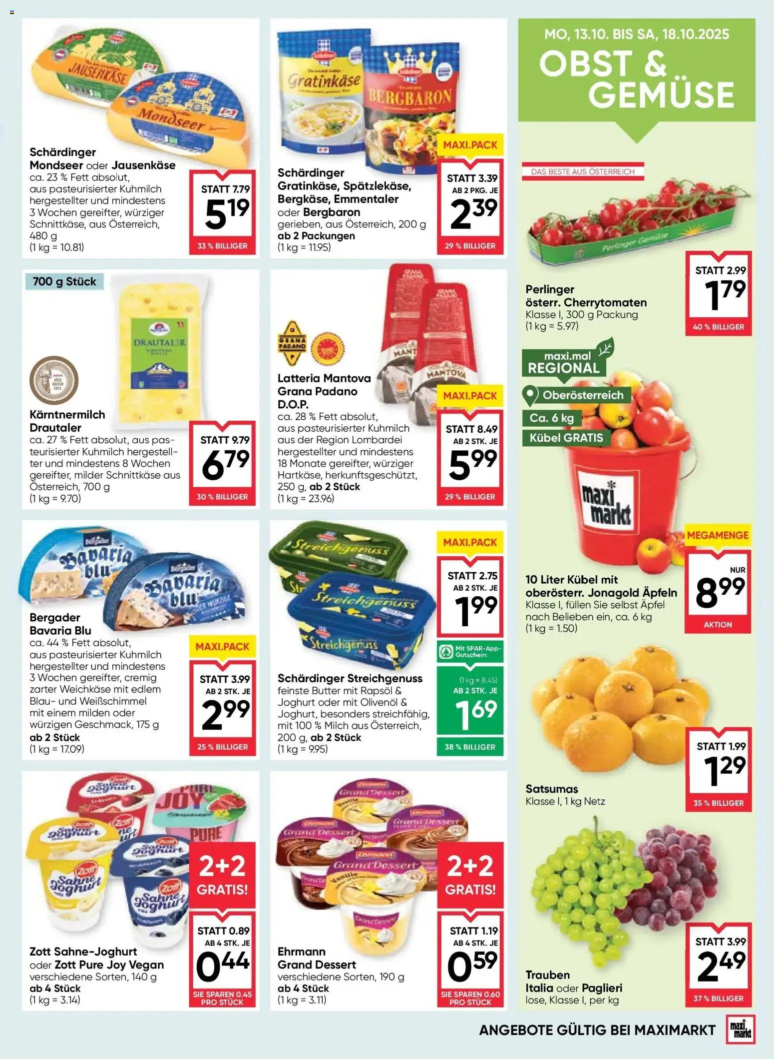 Maximarkt Anif, Bruck An Der Glocknerstraße gültig ab 06.11.2025 | Seite: 11 | Produkte: Obst, Milch, Butter, Joghurt