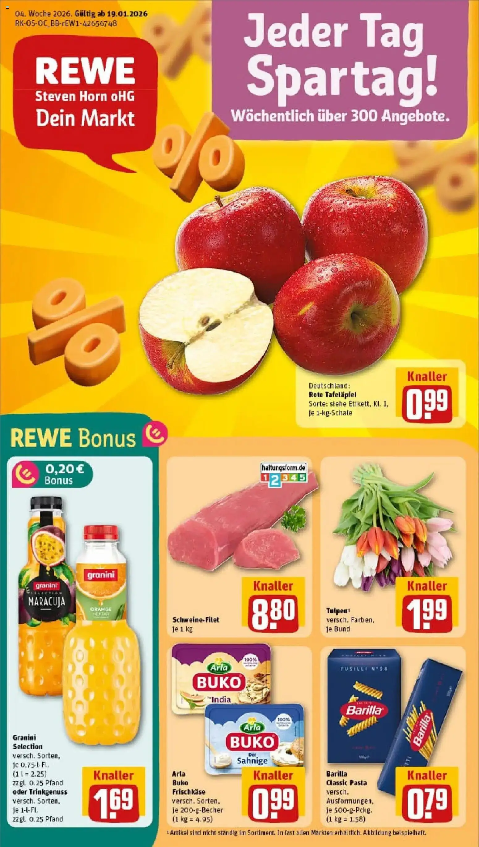 Rewe prospekt Berlin / Kreuzberg	 – gültig ab 18.01.2026 | Seite: 1 | Produkte: Schweinefilet, Arla buko, Granini, Pasta