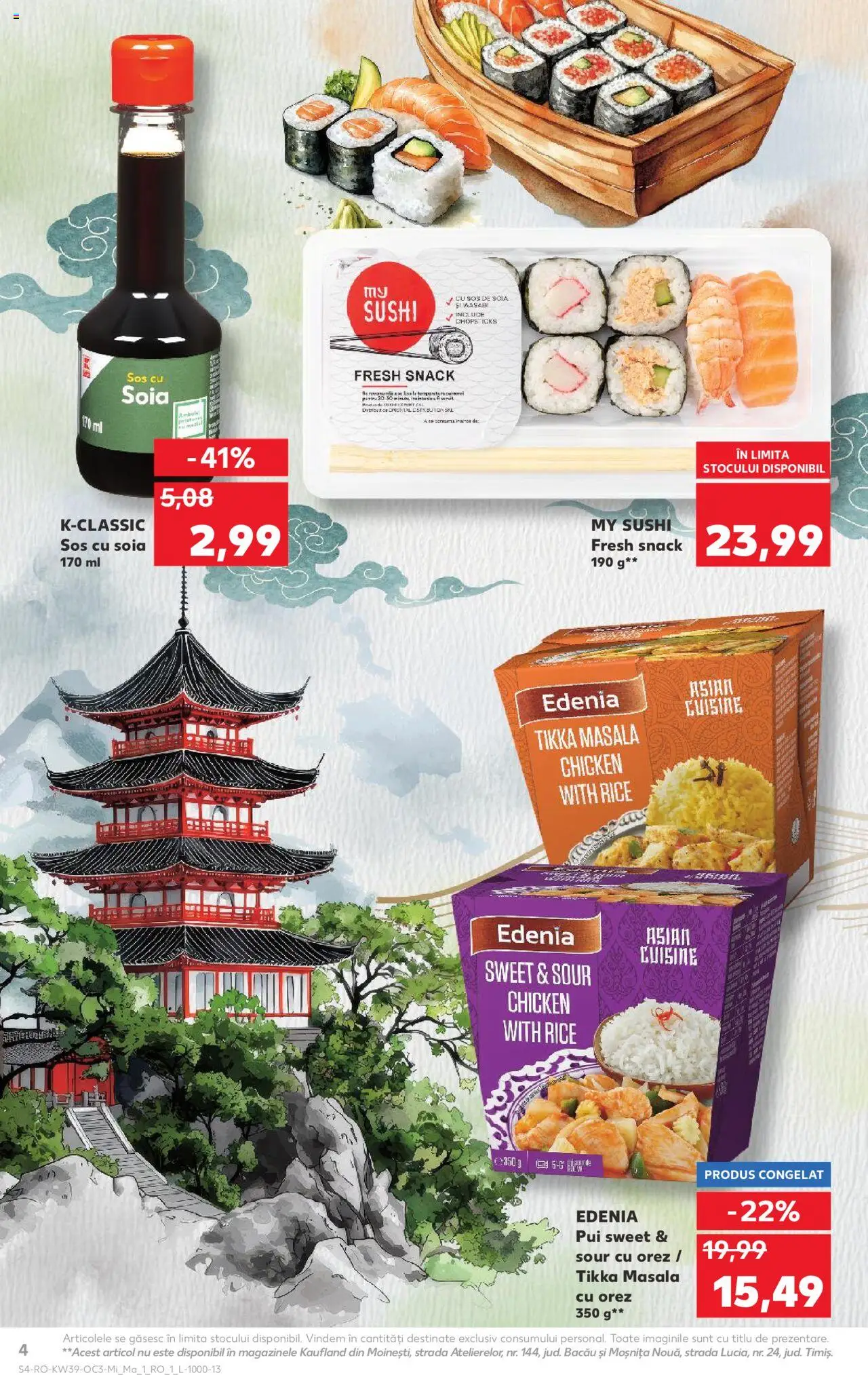 Kaufland RO akciós ujság - amely érvényes a következő dátumtól: 24.09.2025 | Oldal: 4 | Termékek: Sushi