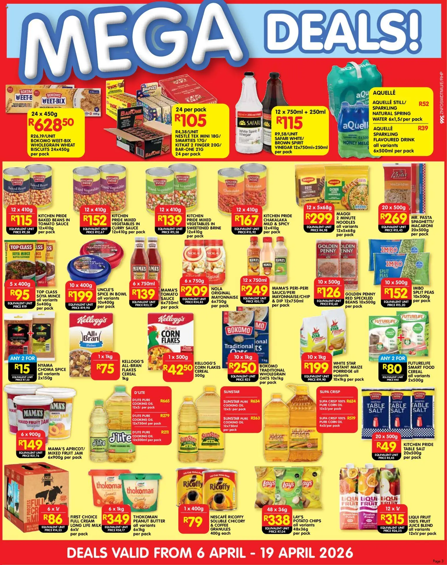 New Shoprite catalogue – valid from 06.04.2026 | Page: 3 | Products: Oats, Cream, Peanut butter, Vegetables