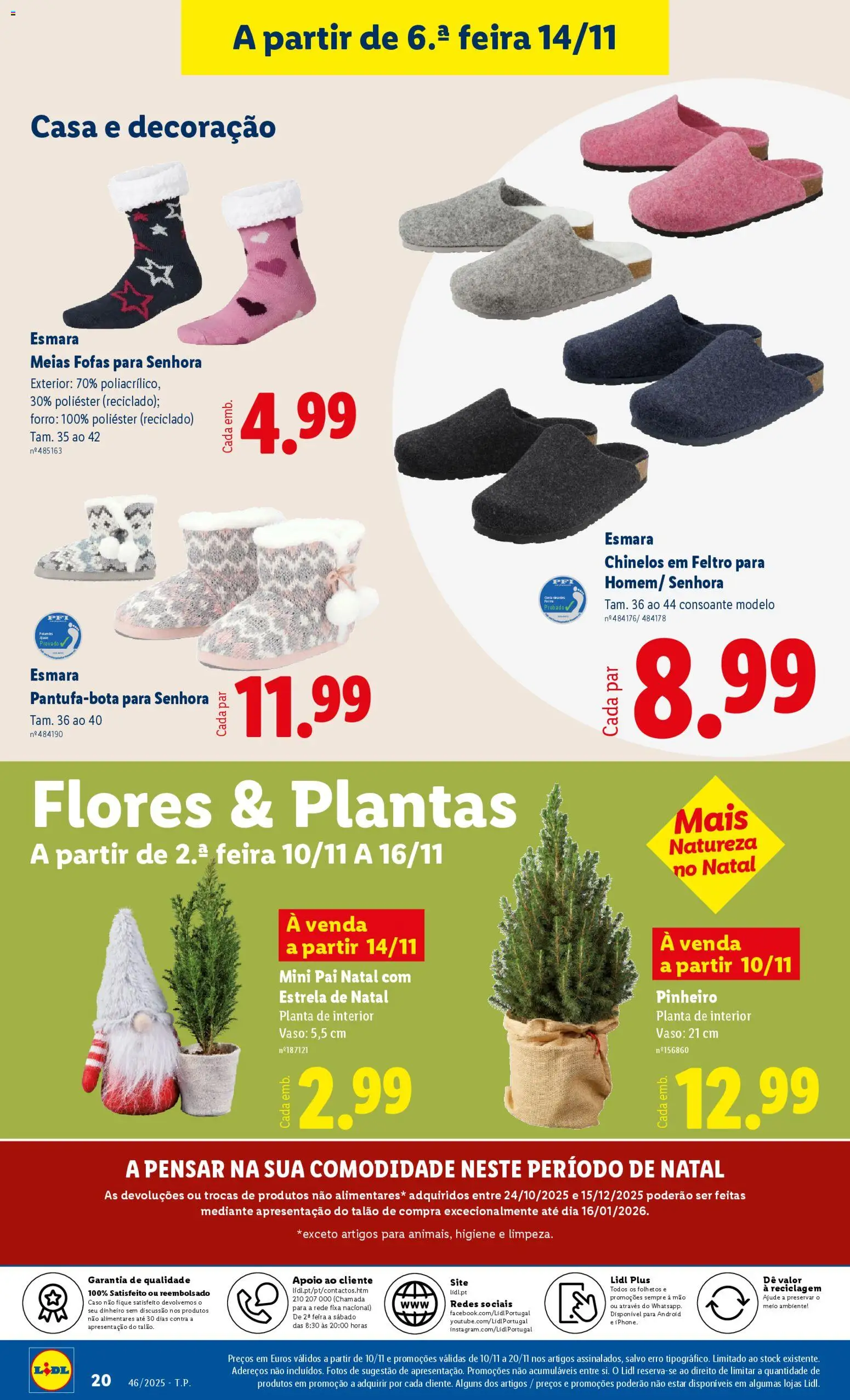 Lidl Black Friday │ válido de 10.11.2025 | Página: 20 | Produtos: Chinelos, Flores, Vaso, Meias