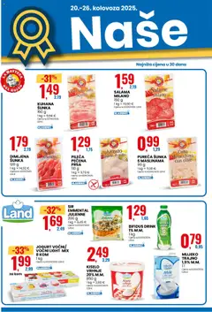 Eurospin katalog | vrijedi od 20.08.2025 | Stranica: 2 | Proizvodi: Mlijeko, Jogurt, Salama, Kiselo vrhnje