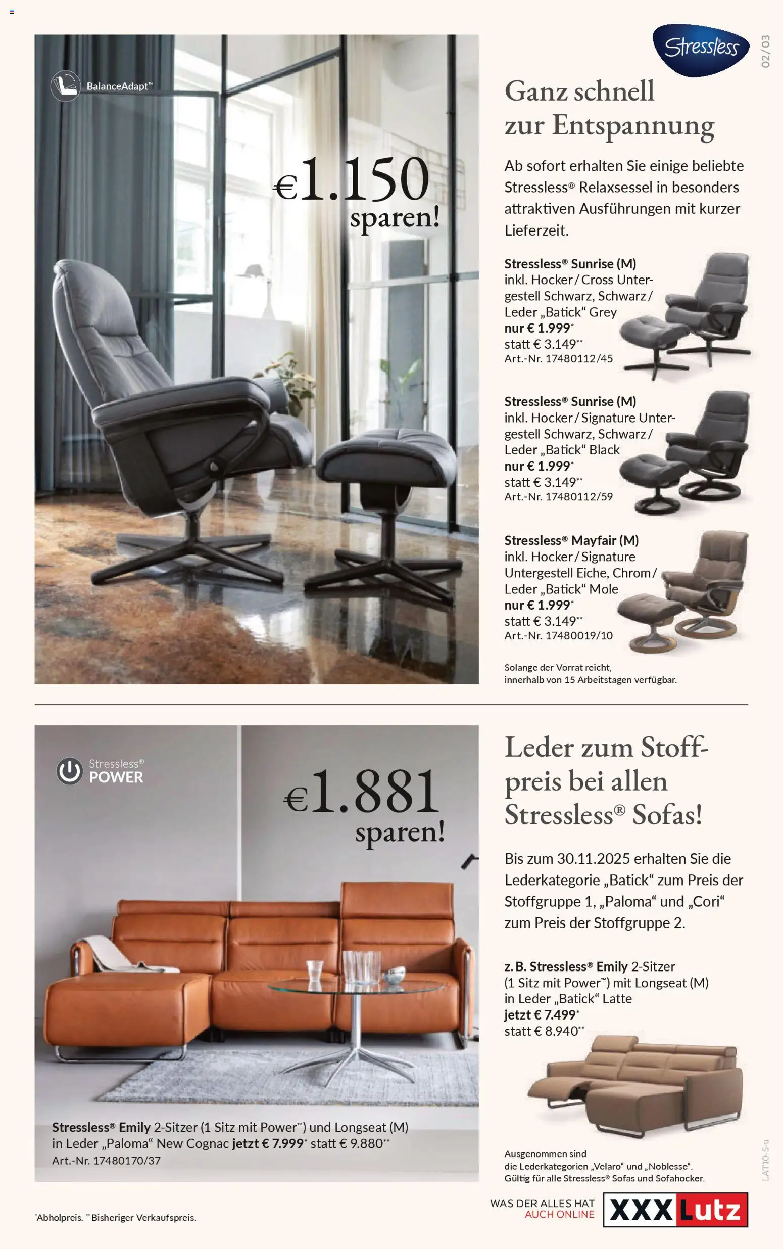 XXXLutz Zeit für Stressless gültig ab 07.10.2025 | Seite: 3