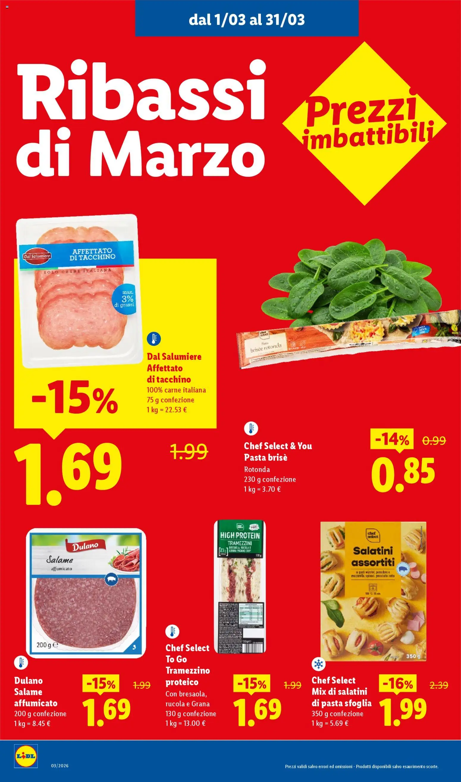 Volantino Lidl del 01.03.2026 | Pagina: 4 | Prodotti: Salame, Pomodoro, Grana Padano, Tramezzino