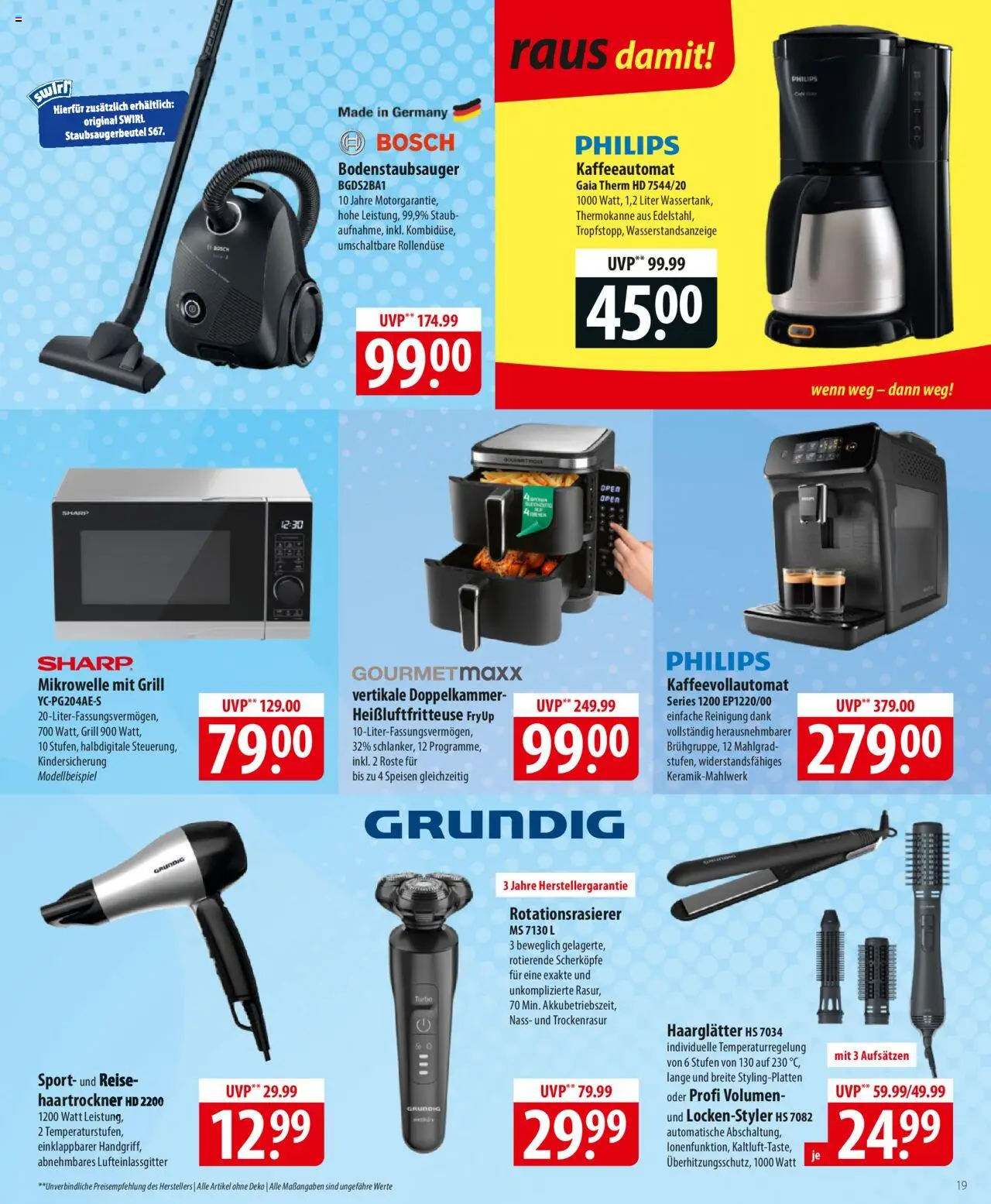Famila Prospekt 	 - gültig ab dem 25.08.2025 | Seite: 19 | Produkte: Mikrowelle, Grill, Haartrockner, Heißluftfritteuse