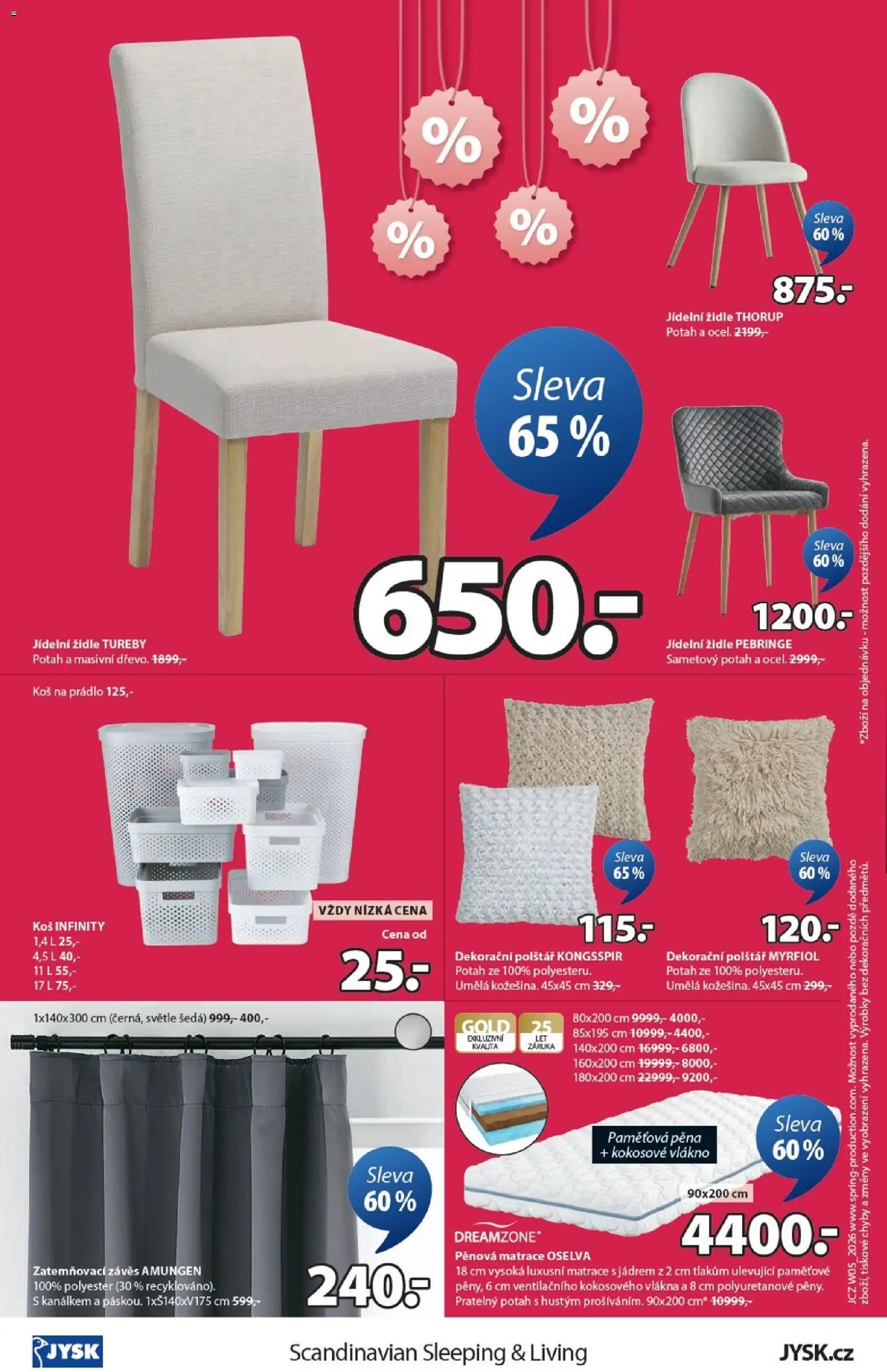 JYSK leták - Sleva od 26.01.2026 | Strana: 8 | Produkty: Závěs, Matrace, Židle, Koš