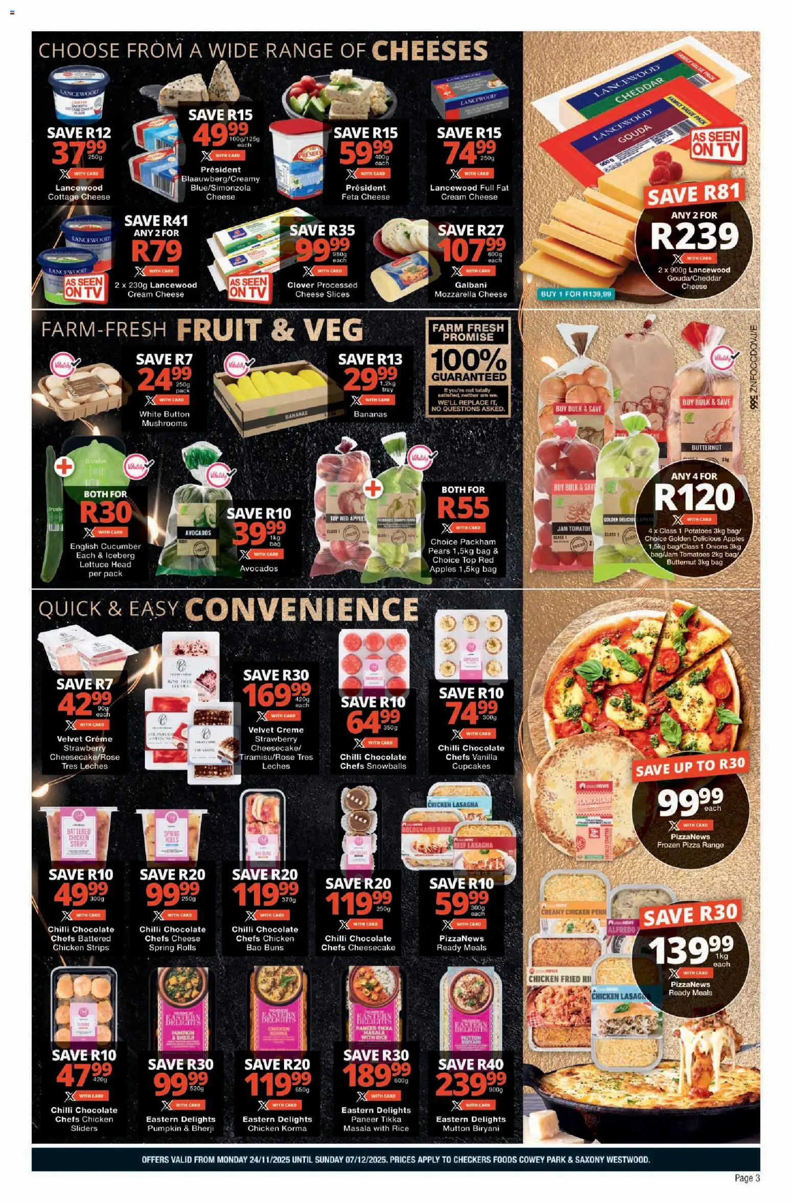 New Checkers catalogue – valid from 24.11.2025 | Page: 3 | Products: Cheese, Apples, Onions, Chilli