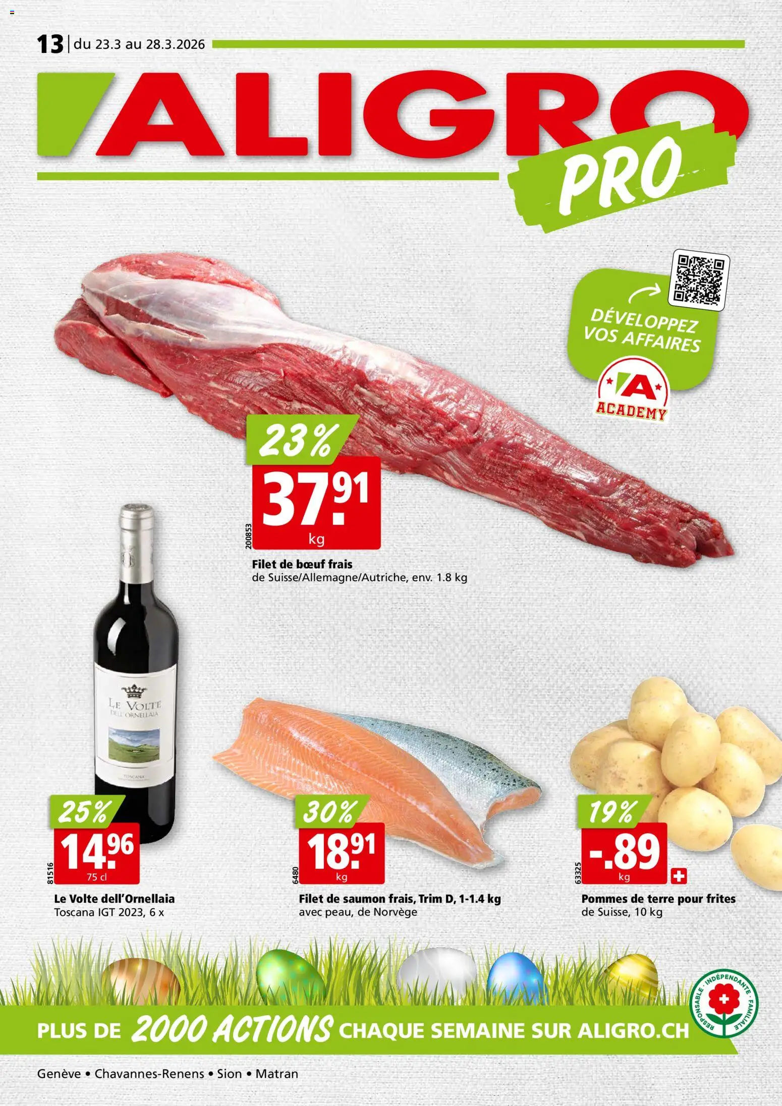 Aligro aktionen Chavannes, Matran, Genève, Sion – gültig ab 23.03.2026 | Seite: 1