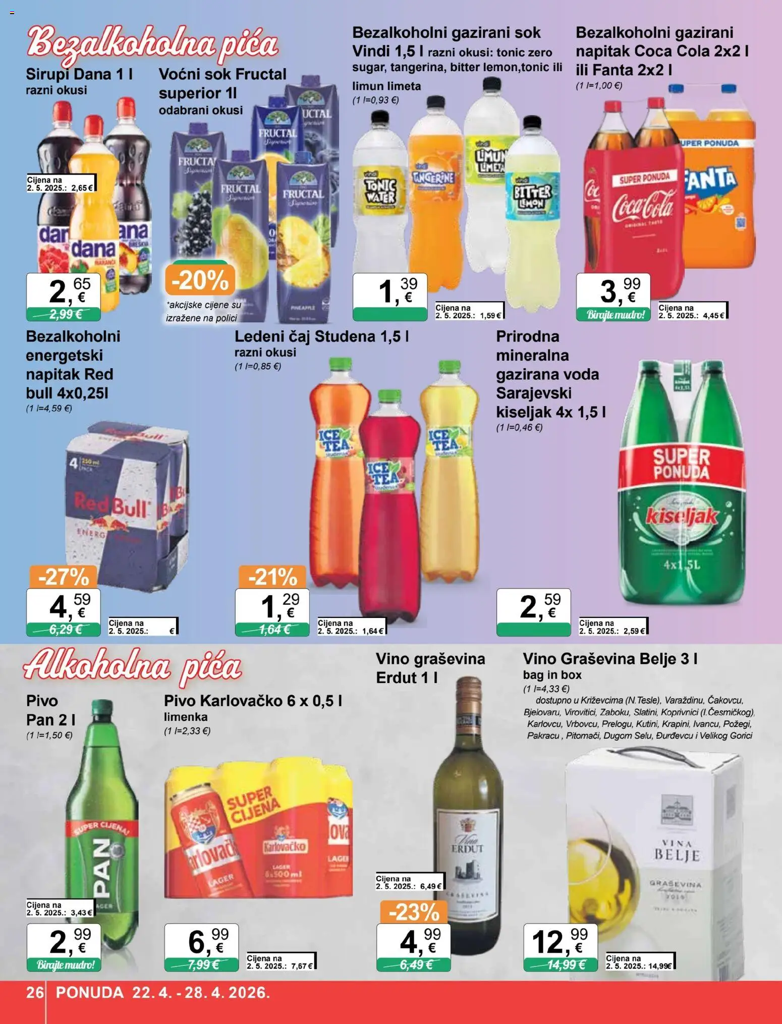 KTC katalog | vrijedi od 22.04.2026 | Stranica: 26 | Proizvodi: Coca cola, Sok, Voda, Pan