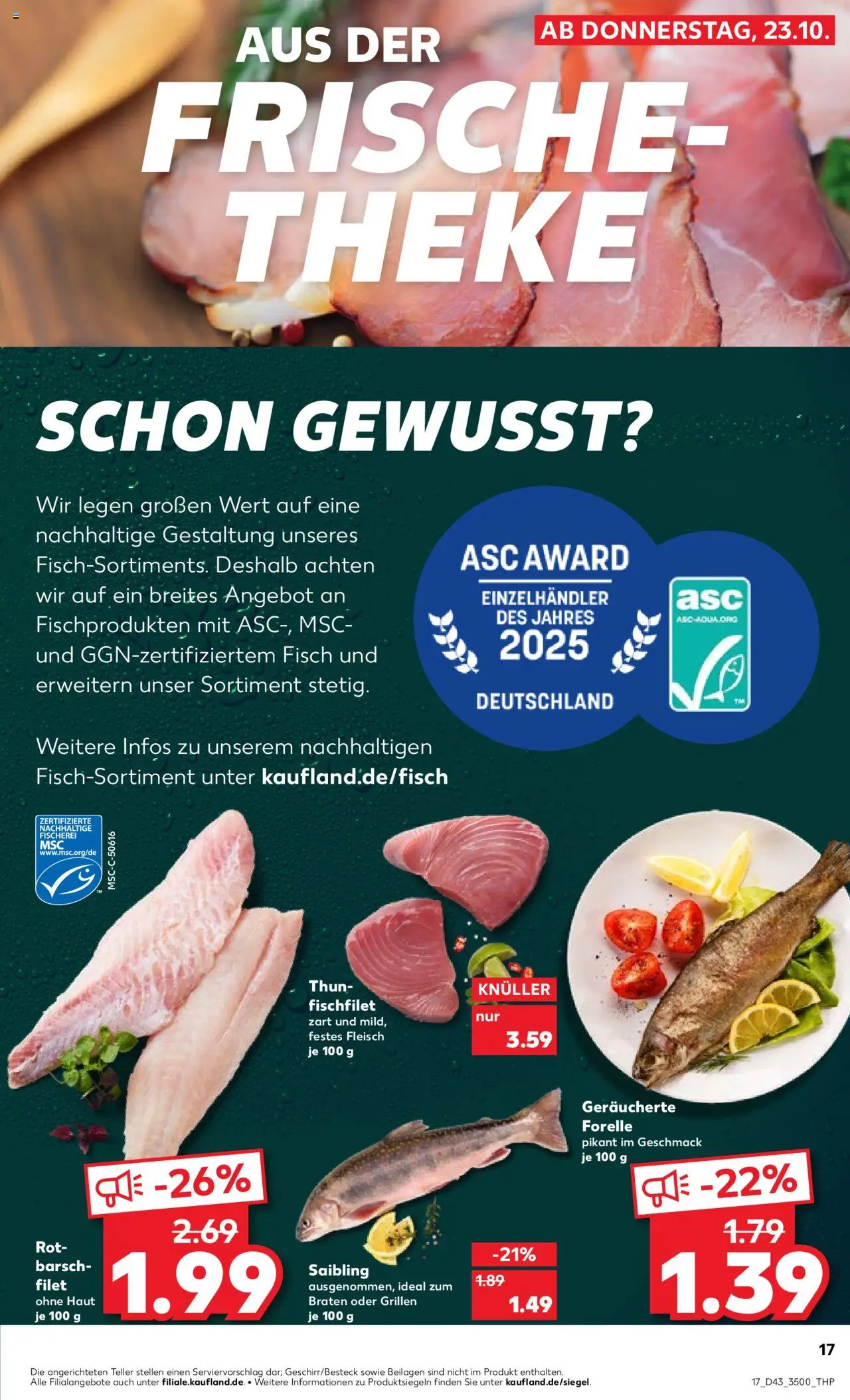 Kaufland prospekt Jena	 – gültig ab 23.10.2025 | Seite: 17 | Produkte: Theke, Fisch, Fleisch