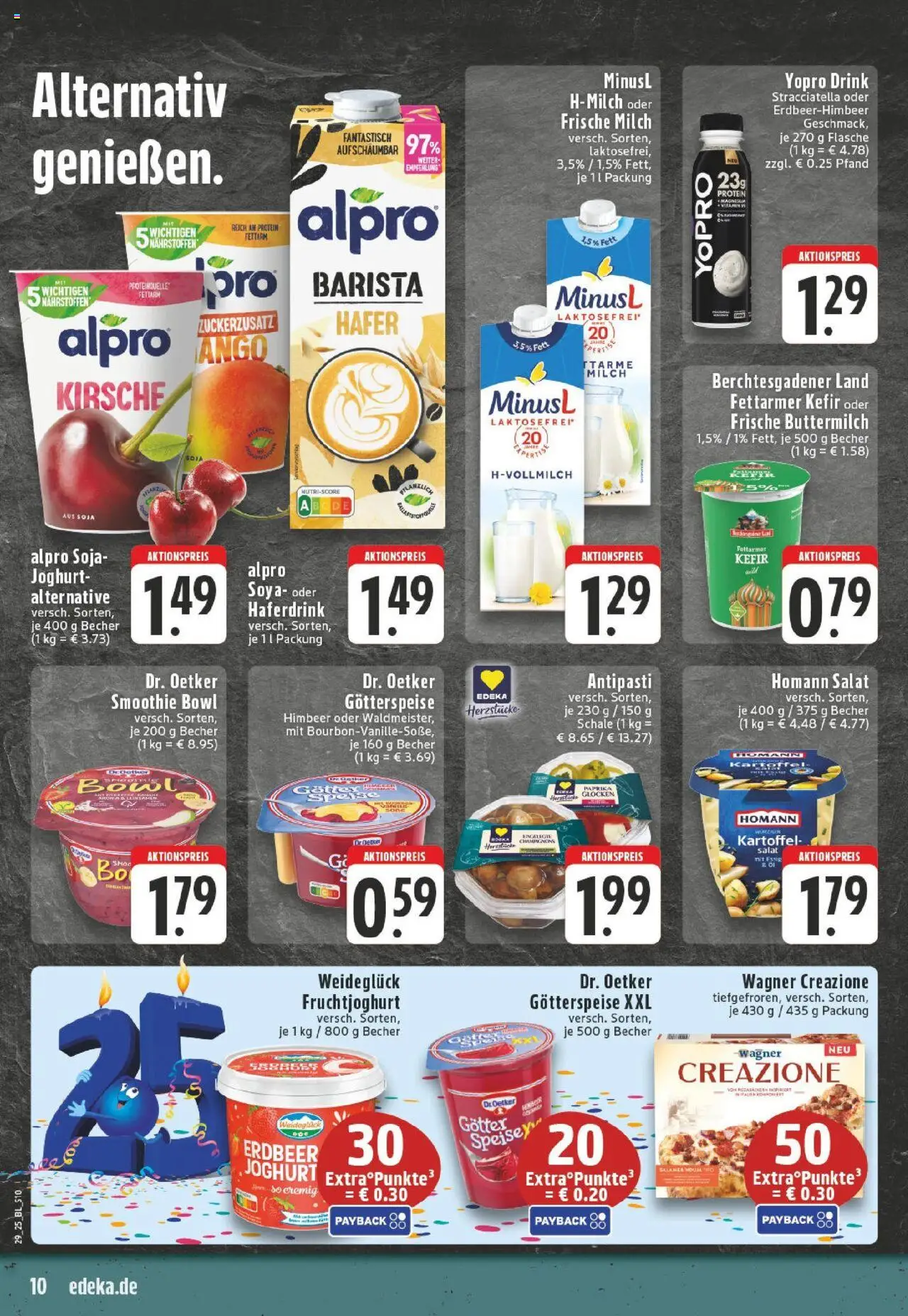 Edeka prospekt Versmold	 - gültig ab dem 13.07.2025 | Seite: 10 | Produkte: Buttermilch, Alpro, Pizza, Salat