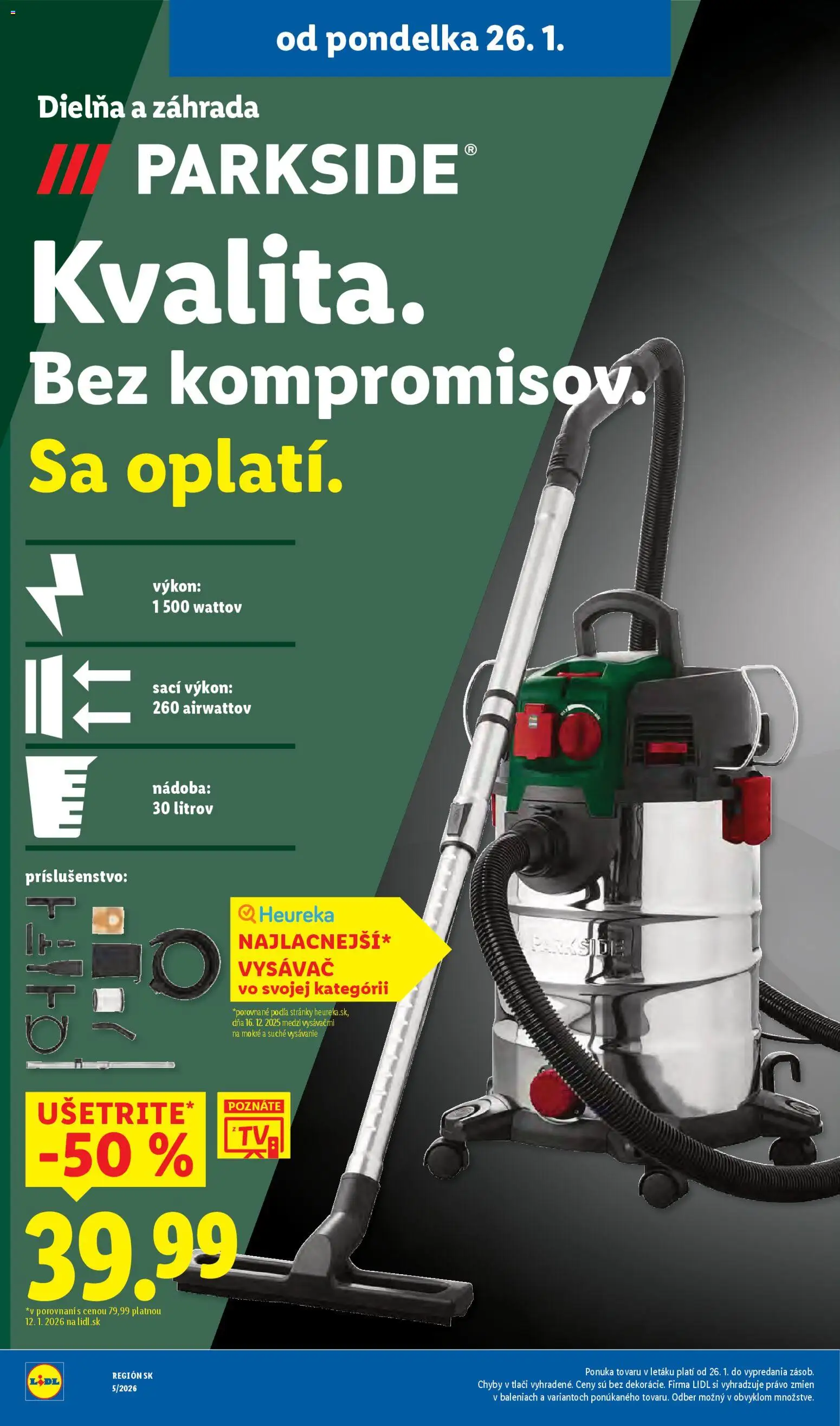 Nové Lidl akcie – leták je platný od 29.01.2026 | Strana: 86 | Produkty: Parkside, Vysávač