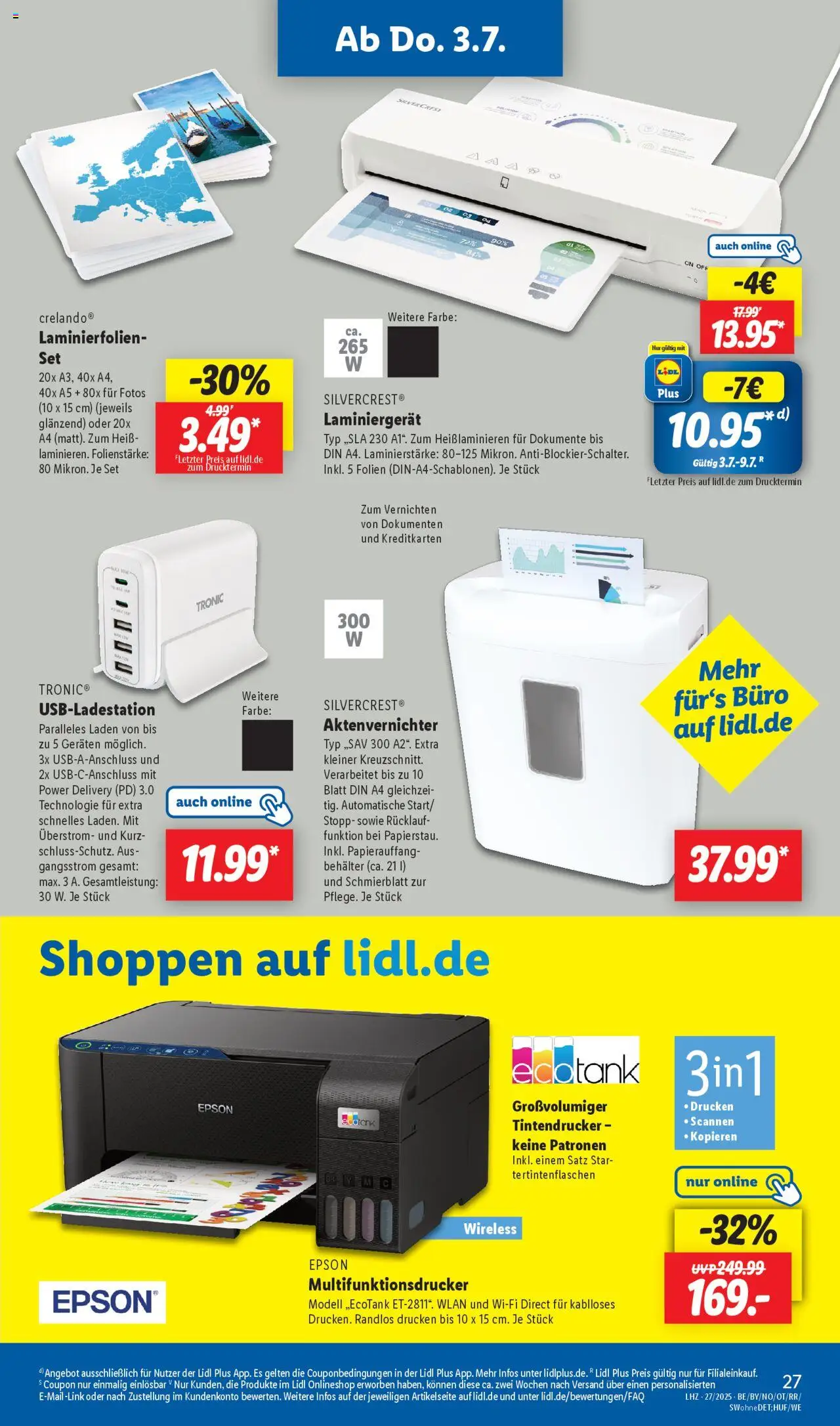 Lidl - Hamburg, Bremen - gültig ab dem 30.06.2025 | Seite: 15 | Produkte: Epson, USB, Aktenvernichter