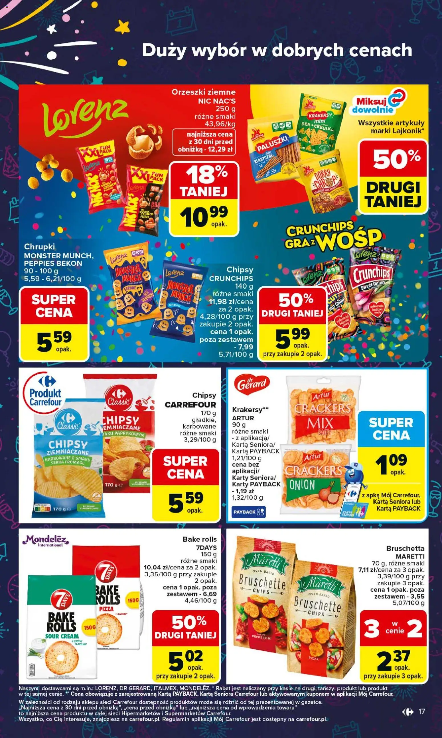 Carrefour Gazetka od 29.12.2025 | Strona: 17 | Produkty: Chipsy, Chrupki, Krakersy, Pizza