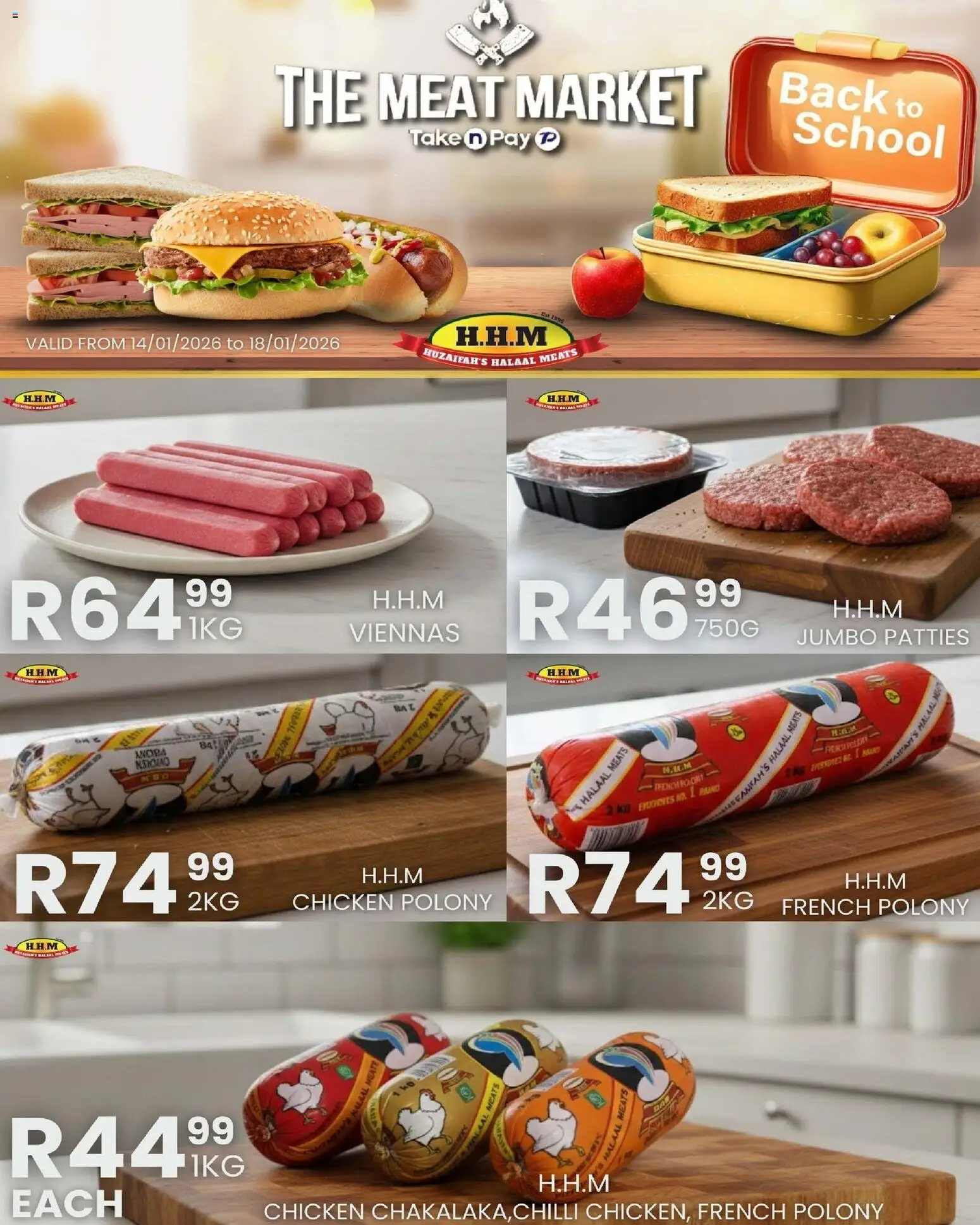New Take n Pay catalogue – valid from 14.01.2026 | Page: 1 | Products: Polony, Chicken