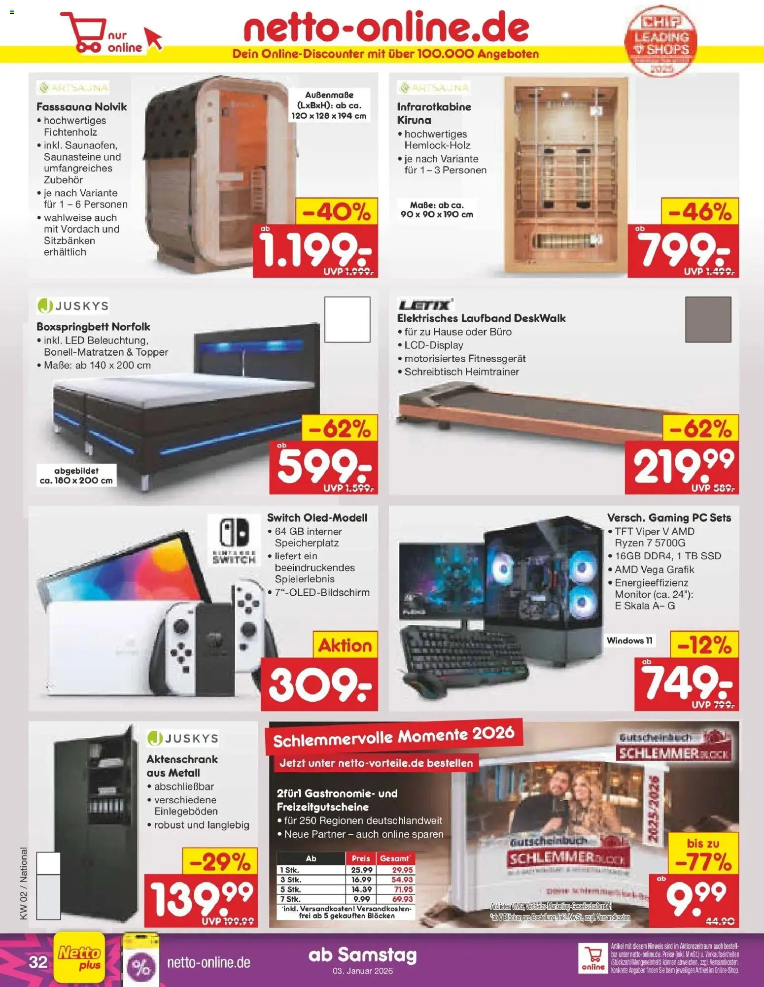 Netto Marken-Discount - Netto: Wochenangebote – gültig ab 05.01.2026 | Seite: 36 | Produkte: Boxspringbett, Topper, Heimtrainer, PC