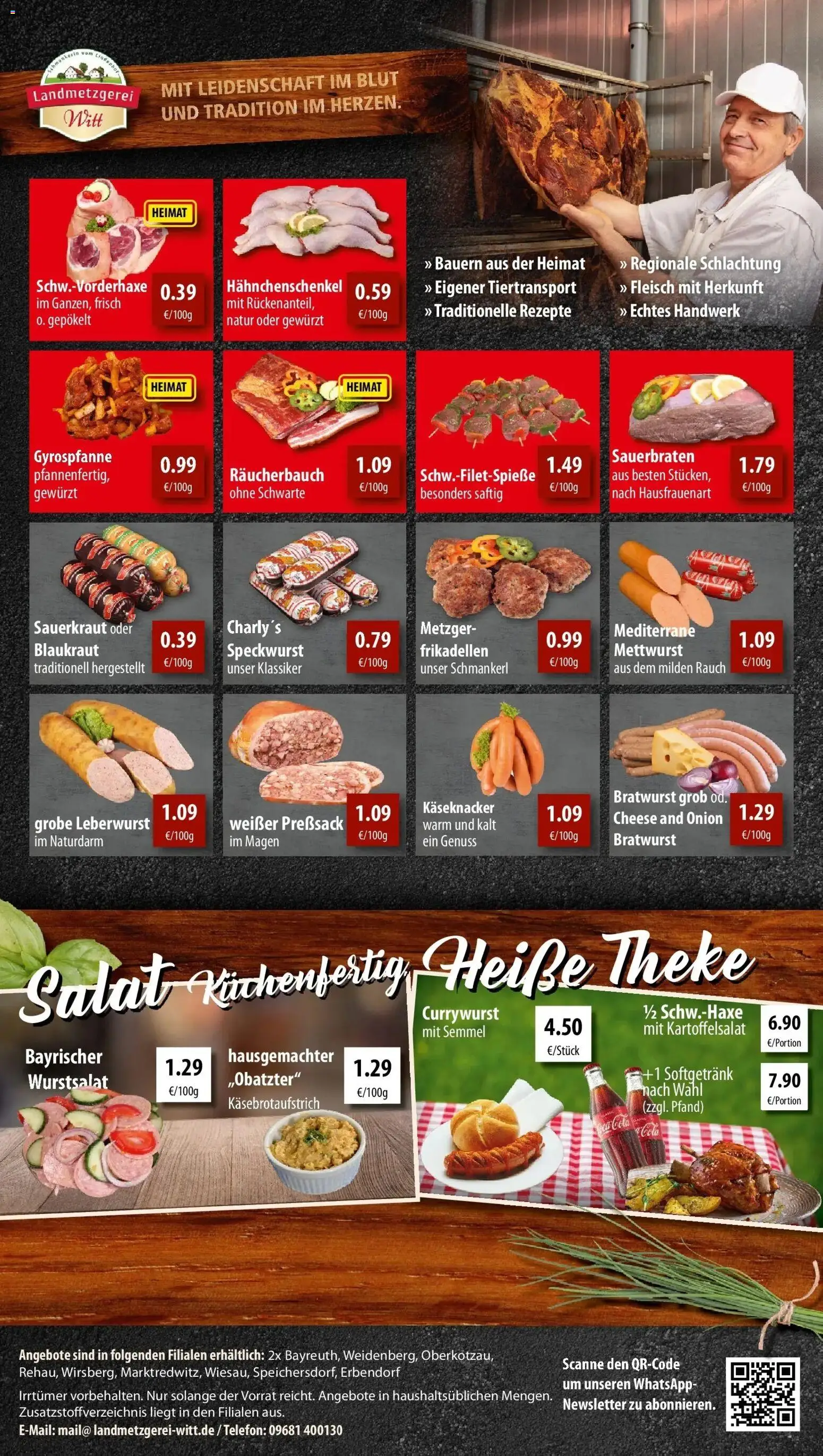 Rewe Prospekt Wiesau	 – gültig ab 05.04.2026 | Seite: 9 | Produkte: Hahnchenschenkel, Bratwurst, Fleisch, Salat