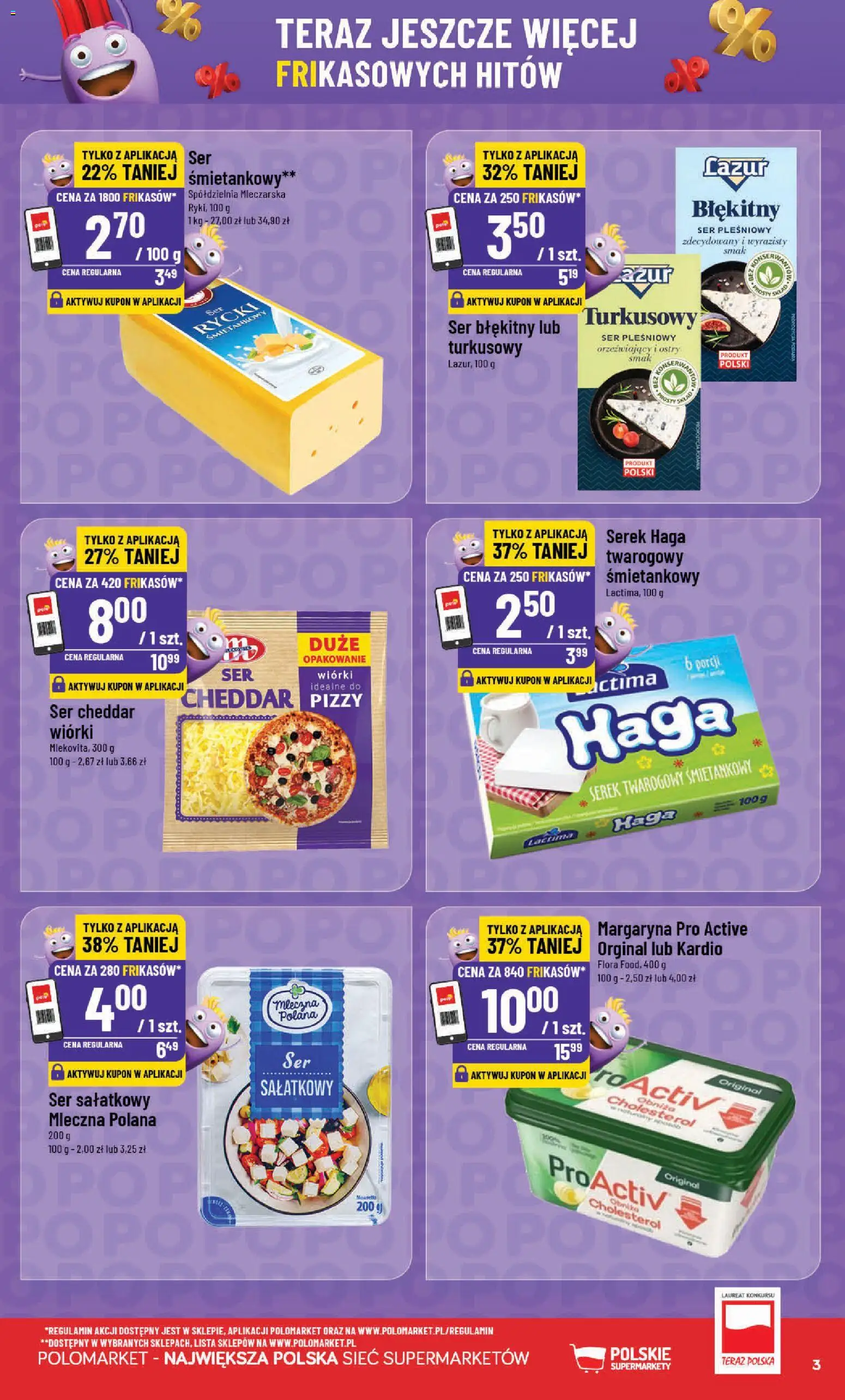 POLOmarket gazetka - Frikasowe Hity od 11.03.2026 | Strona: 3 | Produkty: Ser pleśniowy, Margaryna, Ser, Cheddar