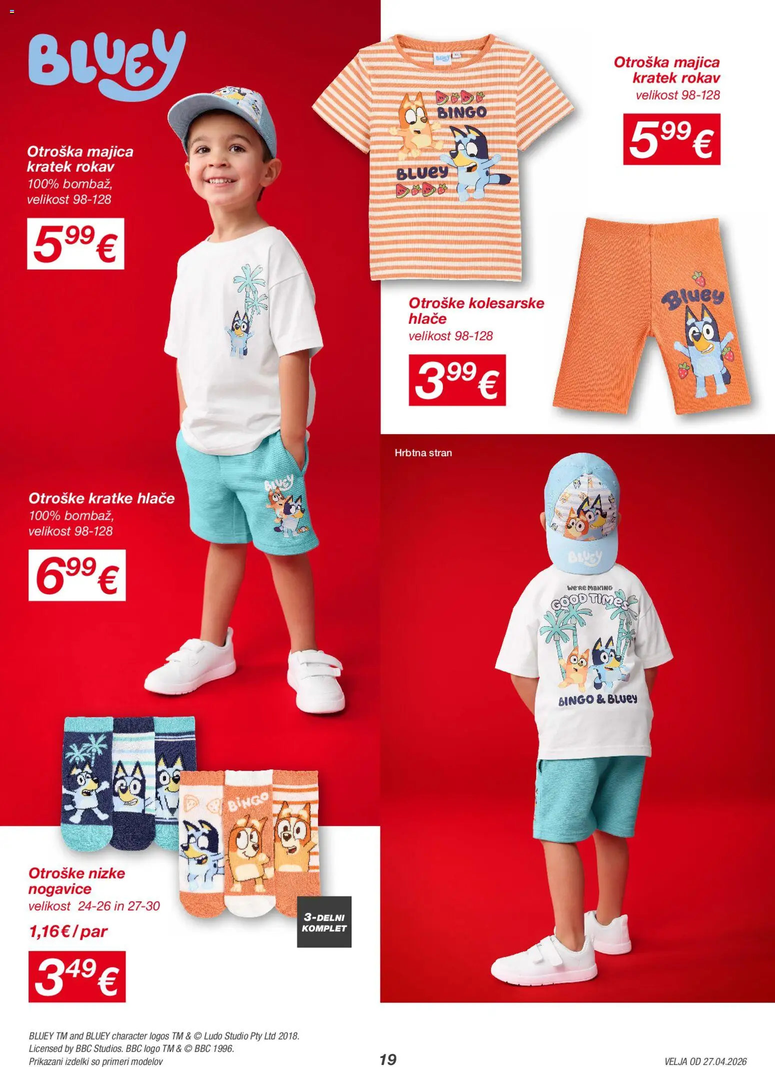 Novi Kik katalog ponudbe – veljaven od 27.04.2026 | Stran: 19 | Izdelki: Majica, Hlace, Kratke hlace, Nogavice