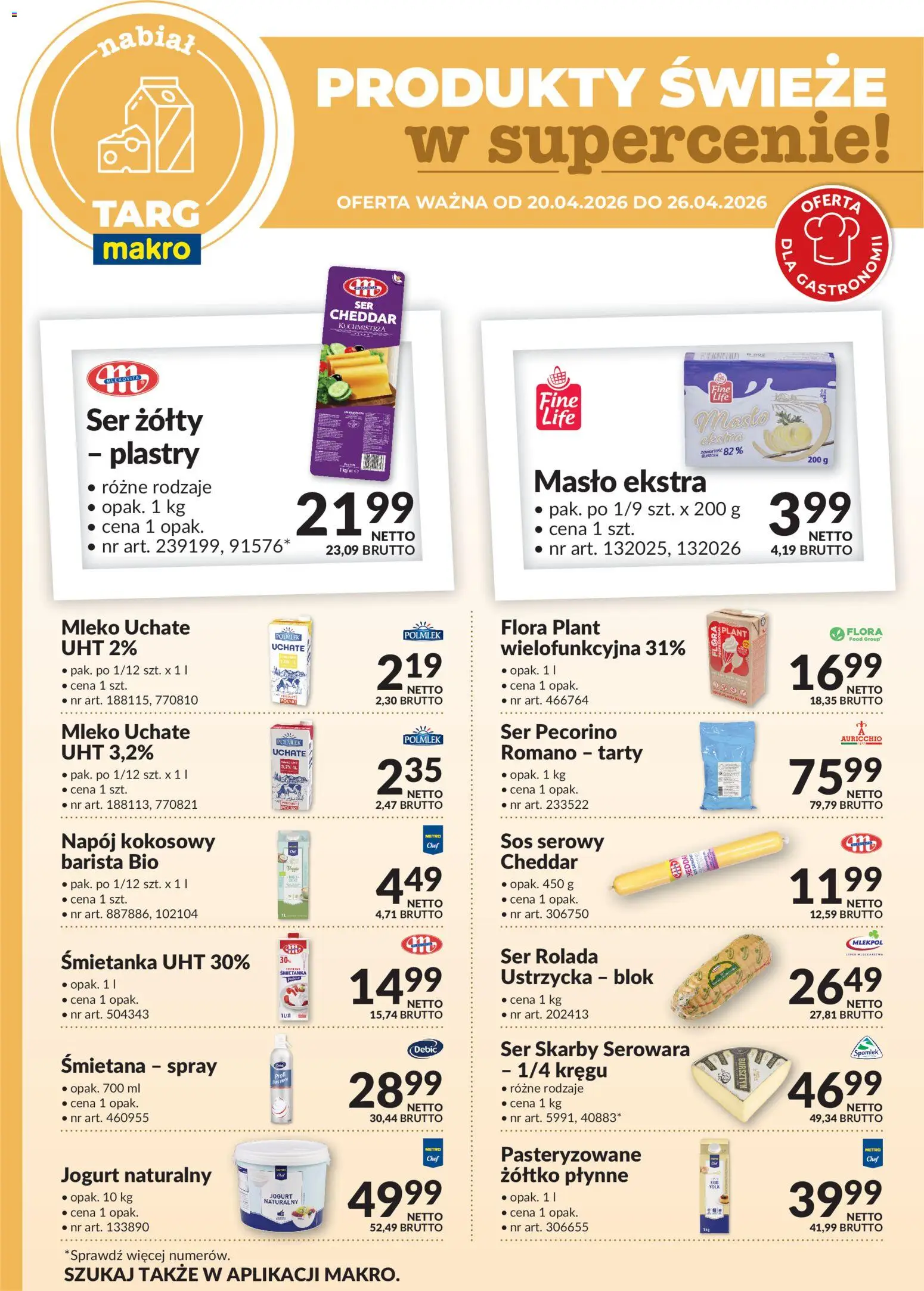 Makro gazetka - Produkty świeże w supercenie od 20.04.2026 | Strona: 3 | Produkty: Ser żółty, Ser pecorino, Napój kokosowy, Jogurt naturalny