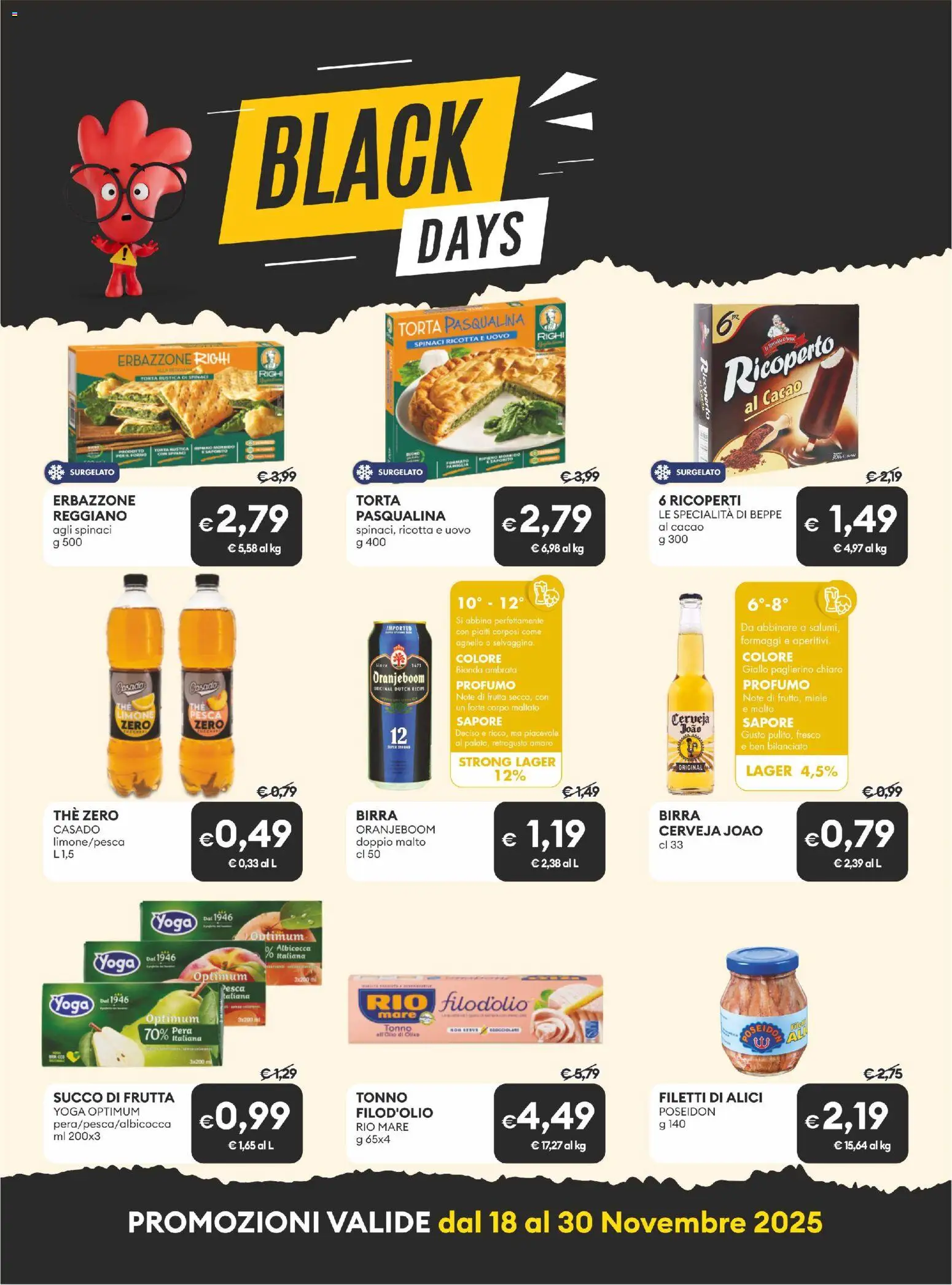 Volantino MD Discount del 18.11.2025 | Pagina: 6 | Prodotti: Birra, Frutta, Pesca, Spinaci