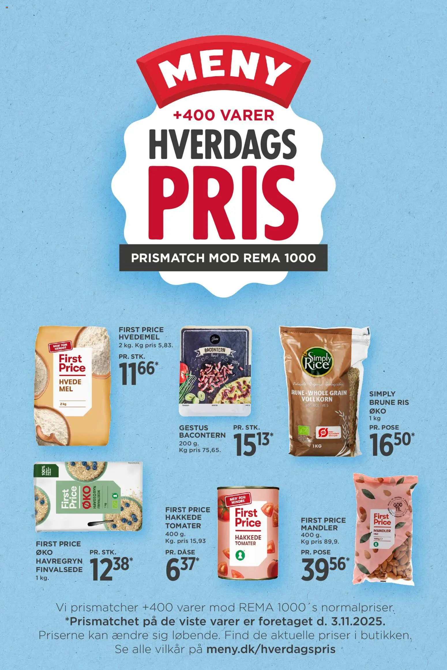 Meny tilbudsavis – gyldig fra 03.11.2025 | Side: 2 | Produkter: Pasta, Pizzadej, Majs, Sild