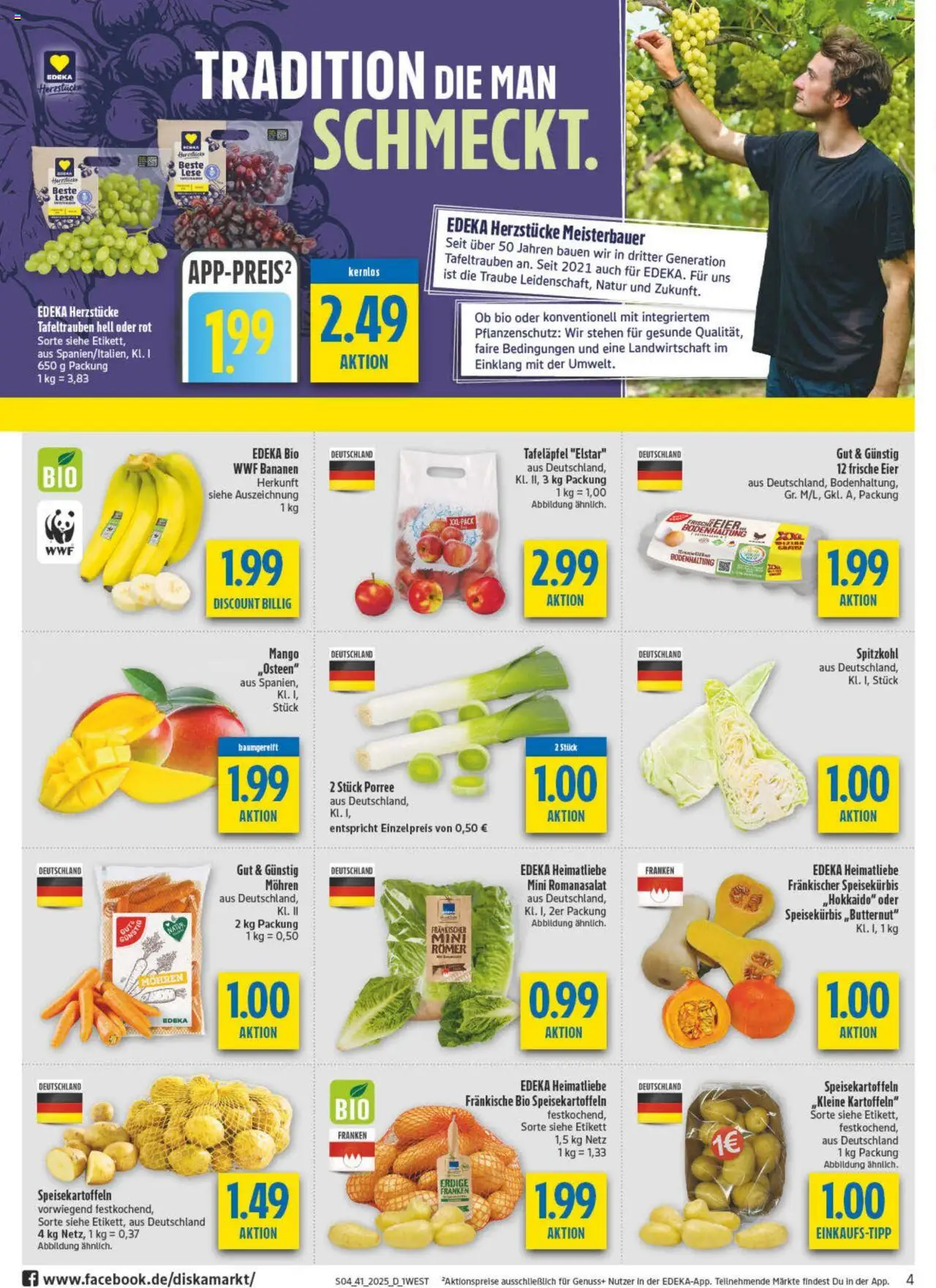 Diska - diska Angebote Bayern KW41 – gültig ab 06.10.2025 | Seite: 4 | Produkte: Eier, Bananen, Mohren, Mango