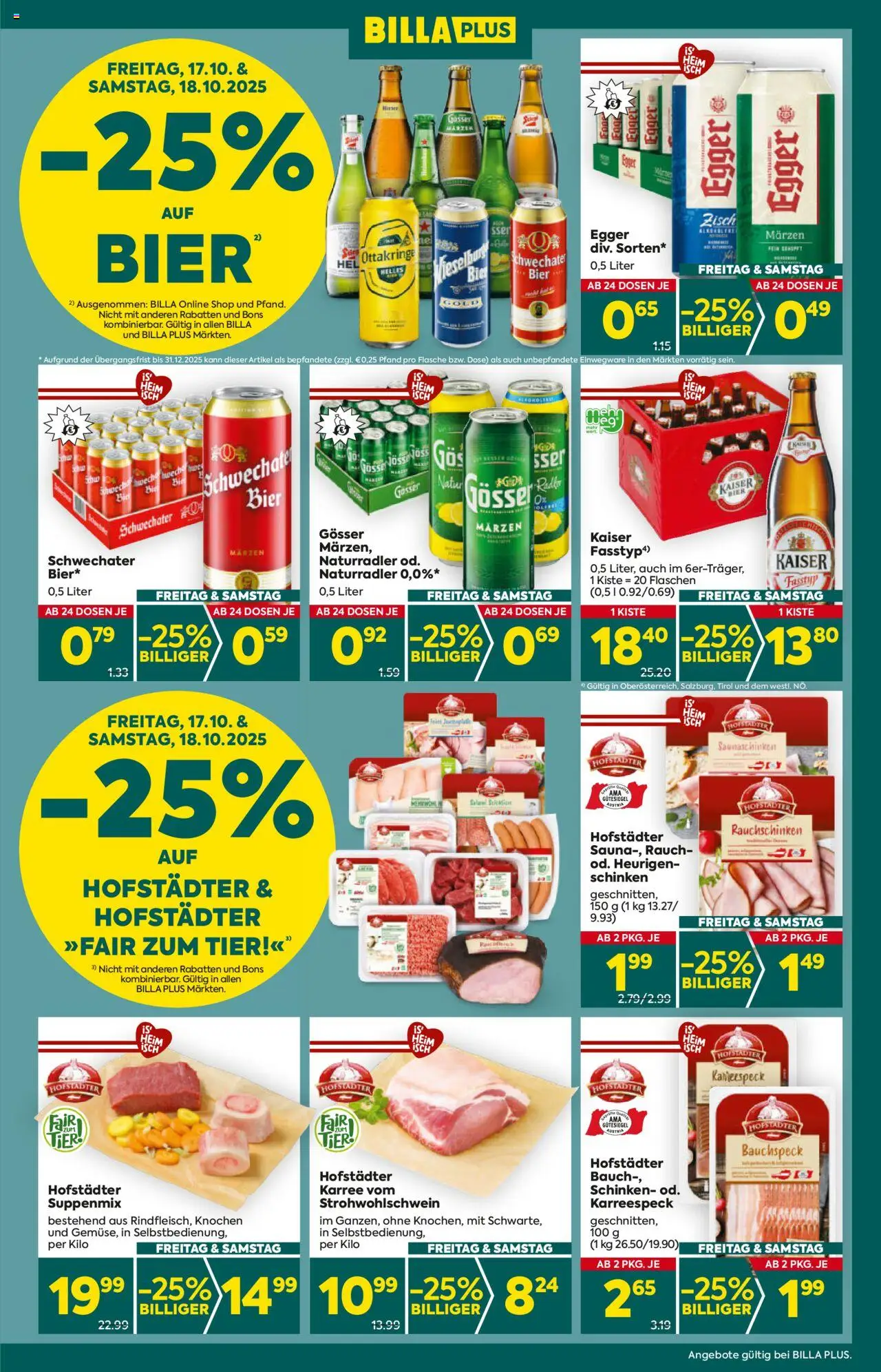 Billa Plus Flugblatt - Tirol gültig ab 16.10.2025 | Seite: 3 | Produkte: Schinken, Bier