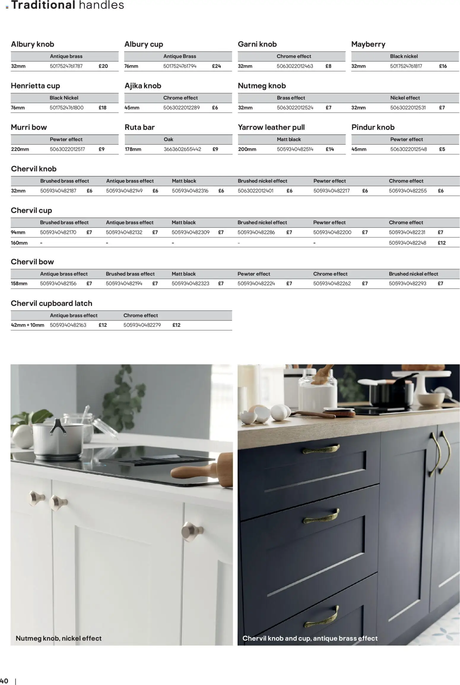 {H1} | Page: 40 | Products: Handles, Knob