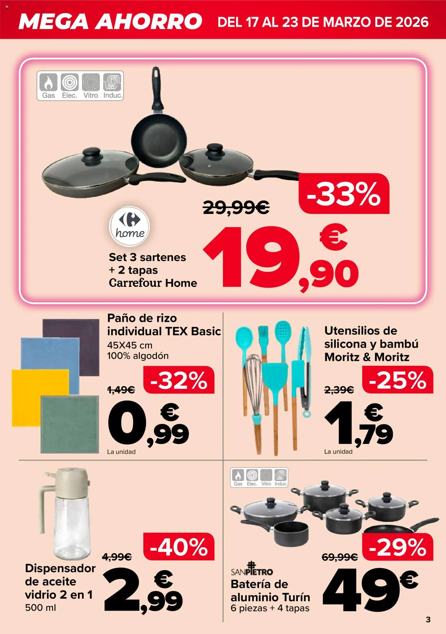 Carrefour Mega Ahorro │ válido desde el 17.03.2026 | Página: 3 | Productos: Aceite, Dispensador, Batería