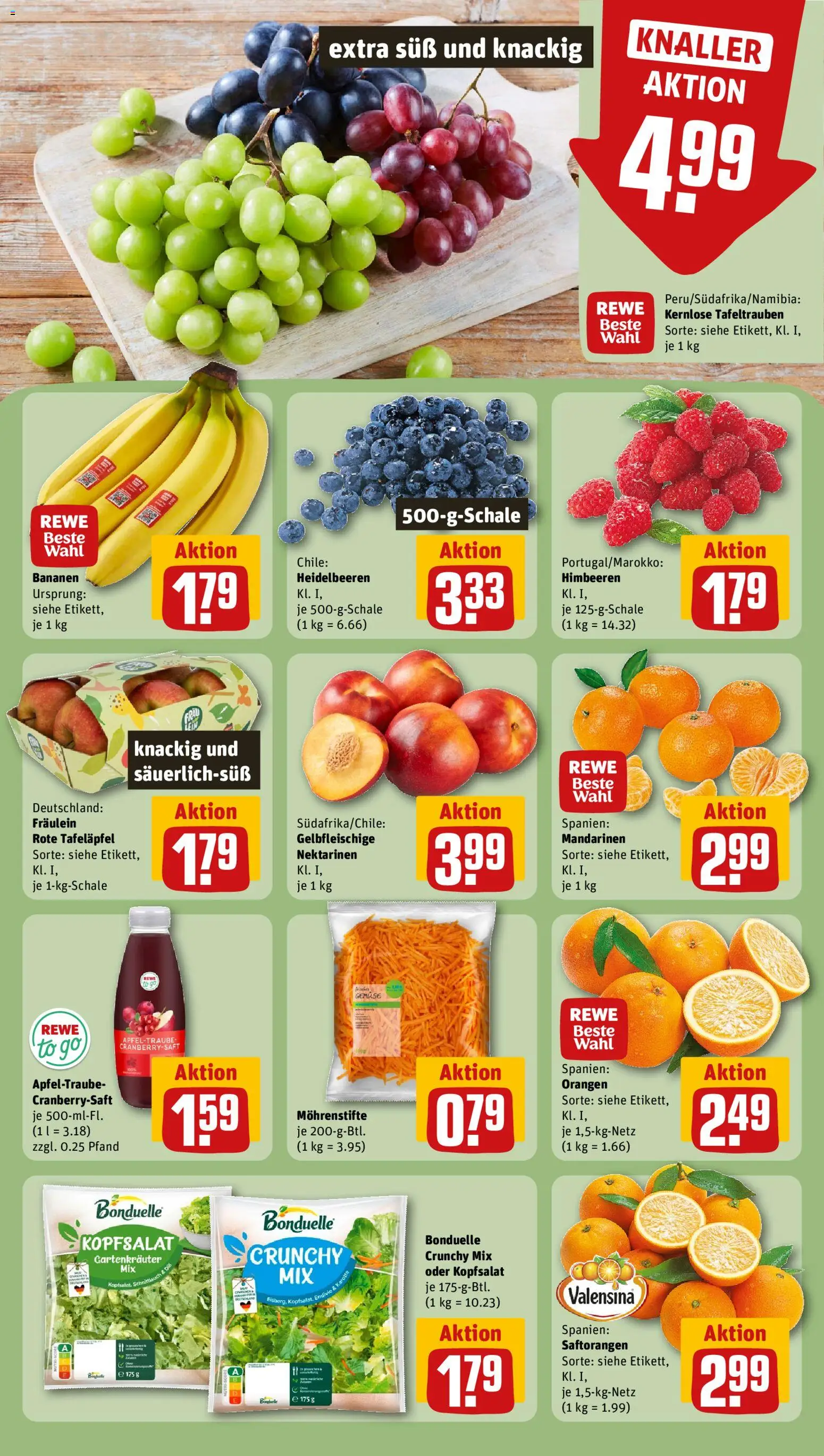 Rewe Prospekt 	 – gültig ab 02.02.2026 | Seite: 8 | Produkte: Himbeeren, Bananen, Mandarinen, Orangen