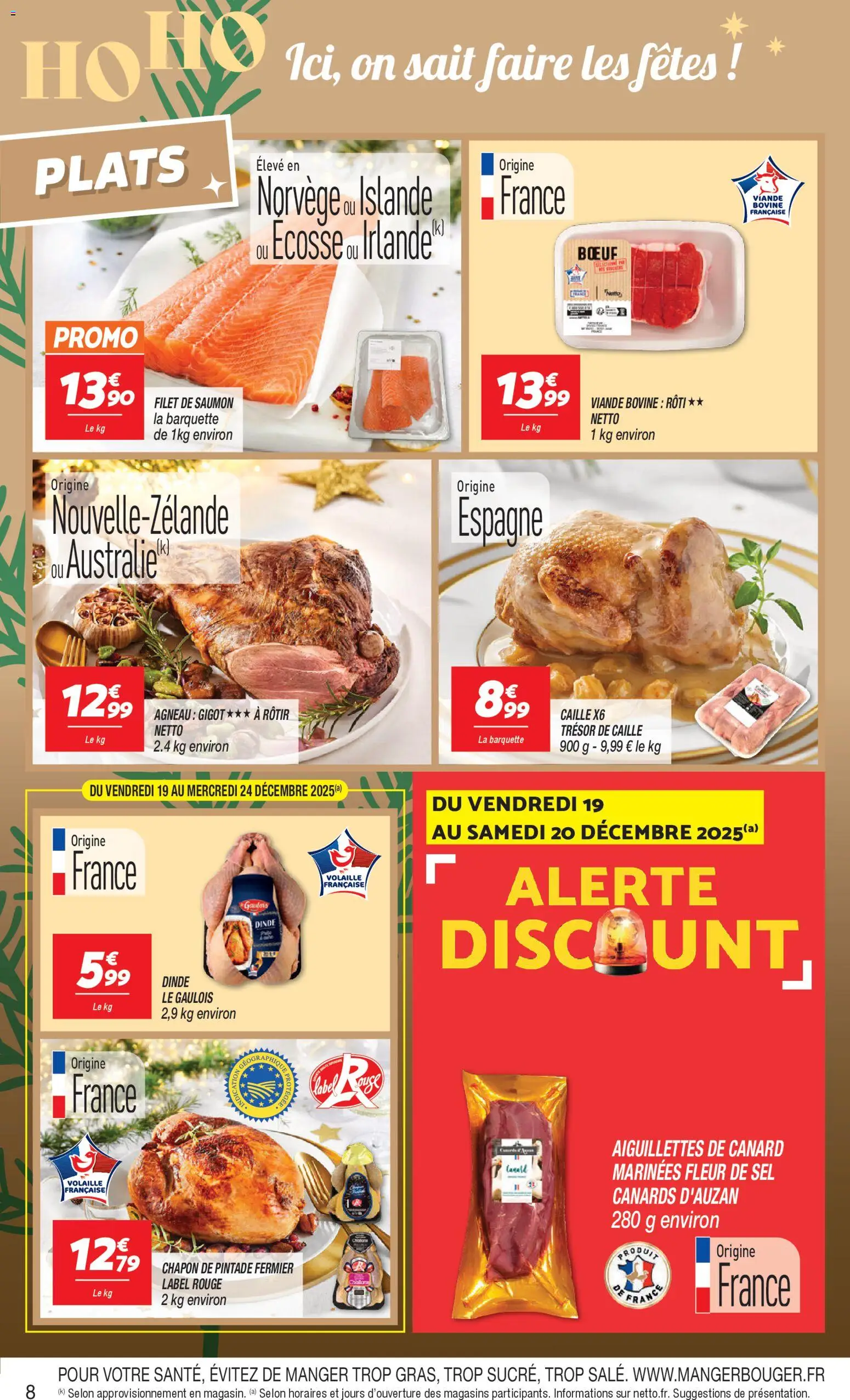 {H1} | Page: 8 | Produits: Agneau, Filet de saumon, Pintade, Viande bovine
