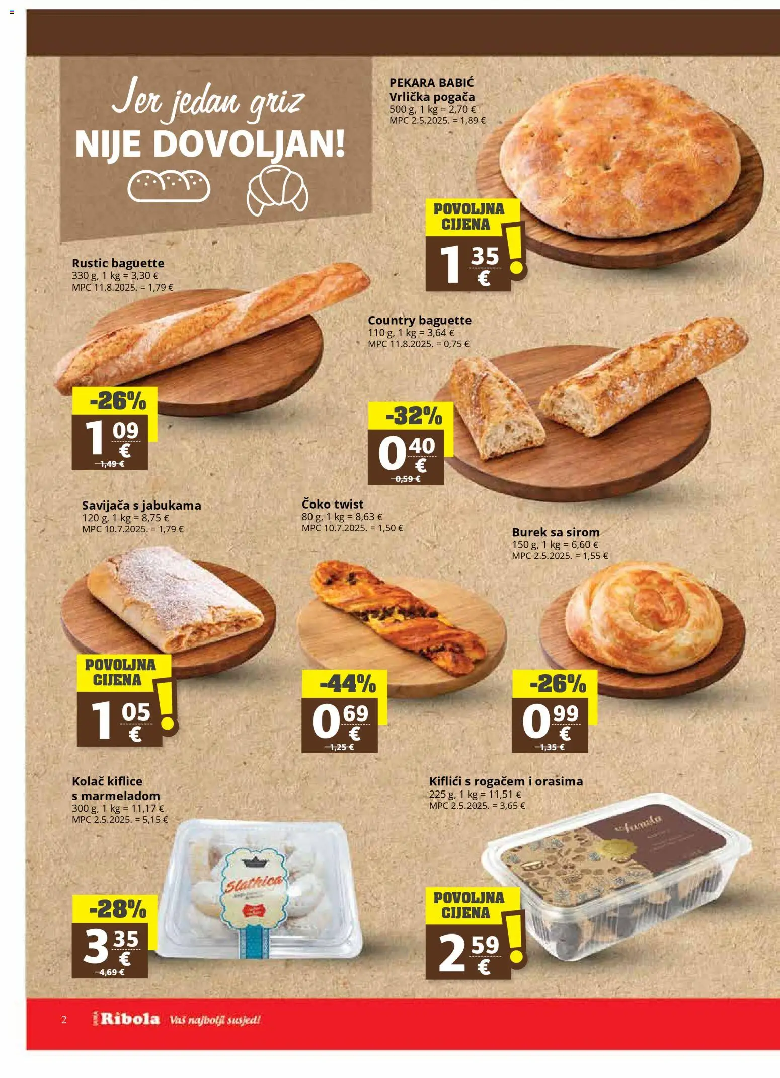 Ribola katalog | vrijedi od 11.03.2026 | Stranica: 2 | Proizvodi: Pekara, Kiflice, Griz, Burek
