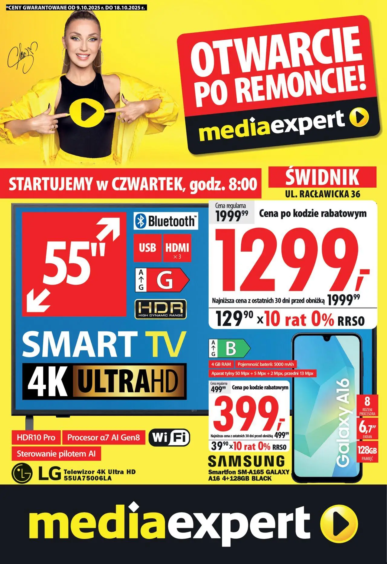 Mediaexpert Gazetka - Otwarcie po remoncie Świdnik od 09.10.2025 | Strona: 1 | Produkty: Smartfon, Telewizor