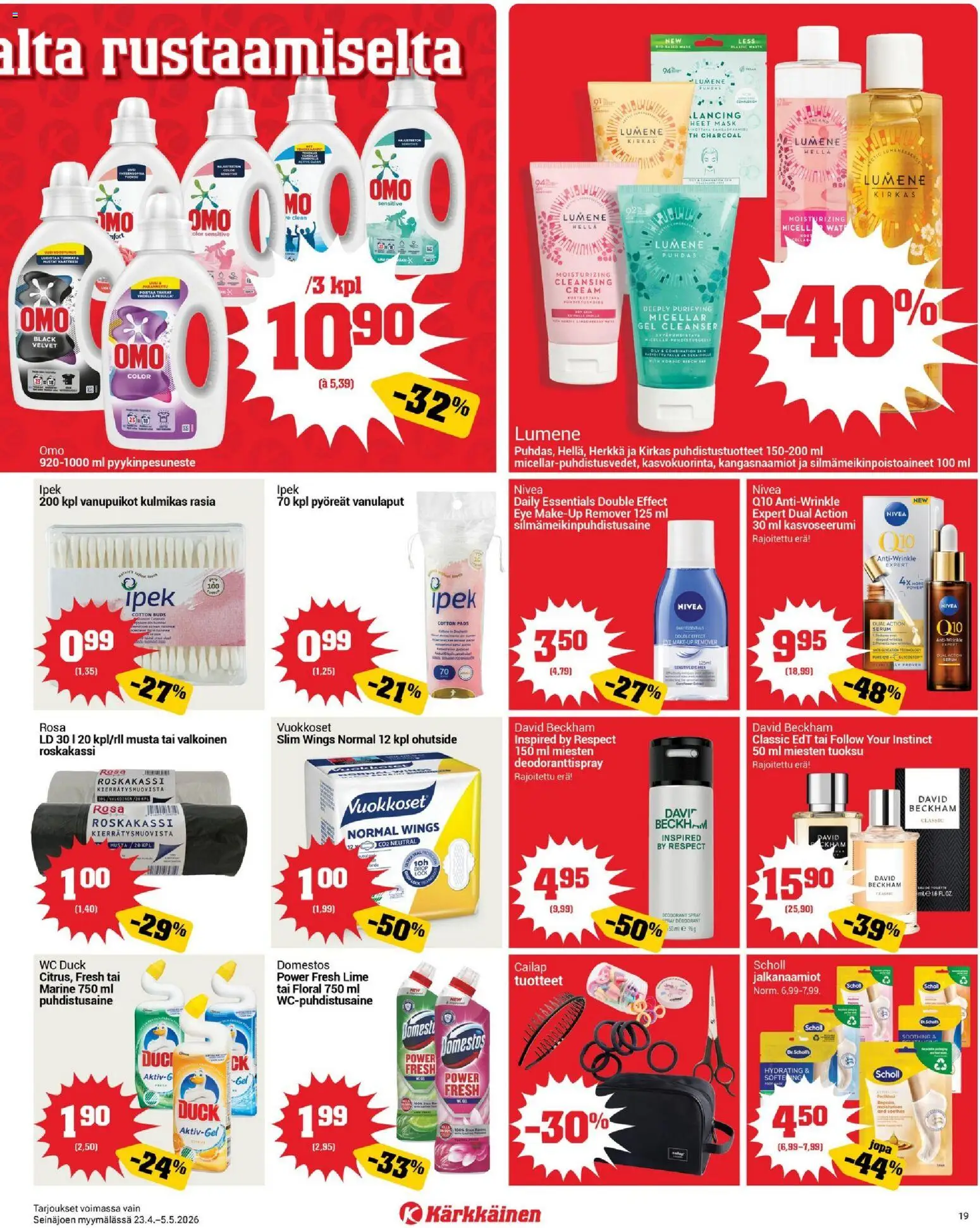 Kärkkäinen tarjoukset - Seinäjoen alue – voimassa 23.04.2026 alkaen | Sivu: 19 | Tuotteet: Hella, Tuoksu, WC, Puhdistusaine