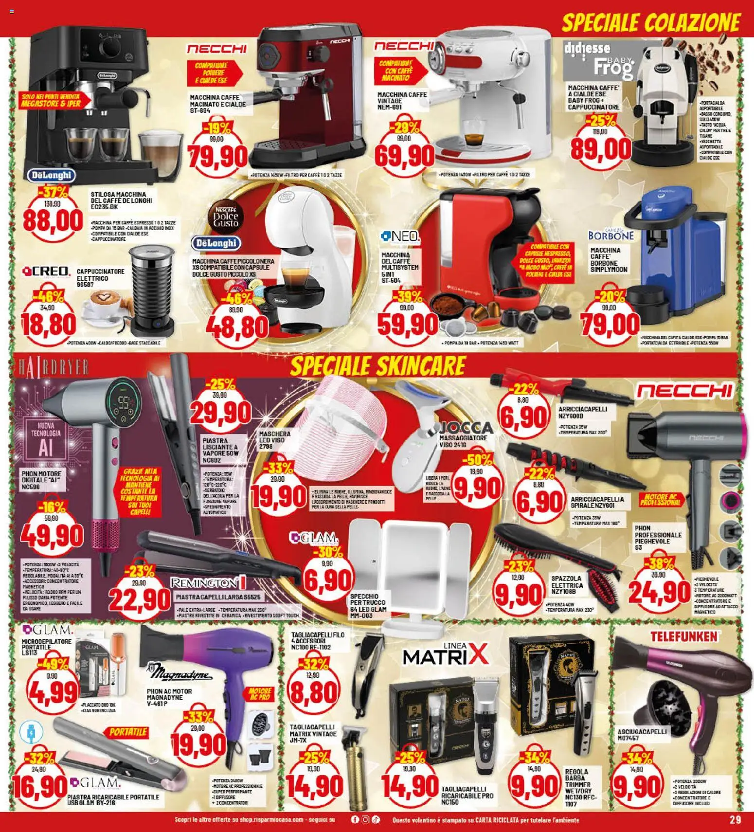 Volantino RisparmioCasa del 26.11.2025 | Pagina: 29 | Prodotti: Spazzola, Arricciacapelli, USB, Specchio