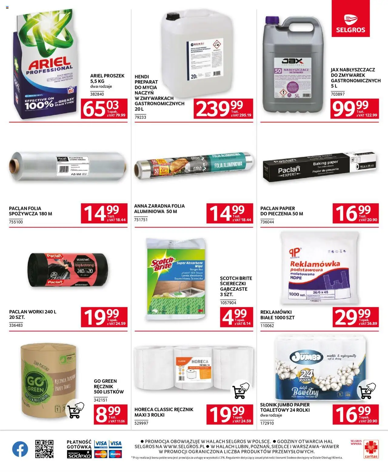 Selgros cash&carry Gazetka - Oferta dla gastronomii od 28.08.2025 | Strona: 14 | Produkty: Rolki, Papier do pieczenia, Ariel