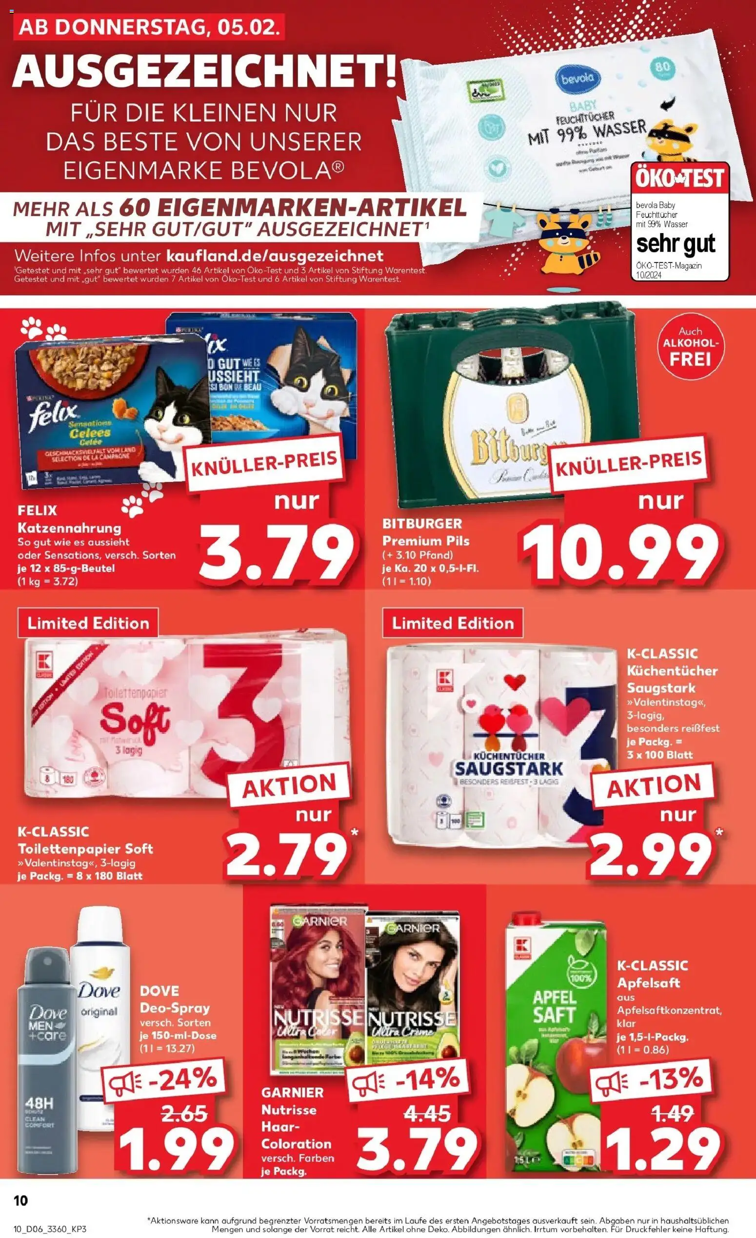 Kaufland prospekt Wittstock Dosse	 – gültig ab 05.02.2026 | Seite: 10 | Produkte: Pils, Apple, Deospray, Toilettenpapier