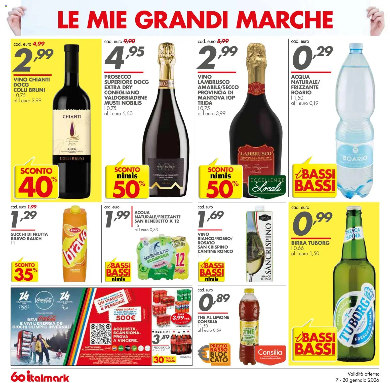 Volantino Italmark del 07.01.2026 | Pagina: 6 | Prodotti: Prosecco, Limone, The, Coca Cola