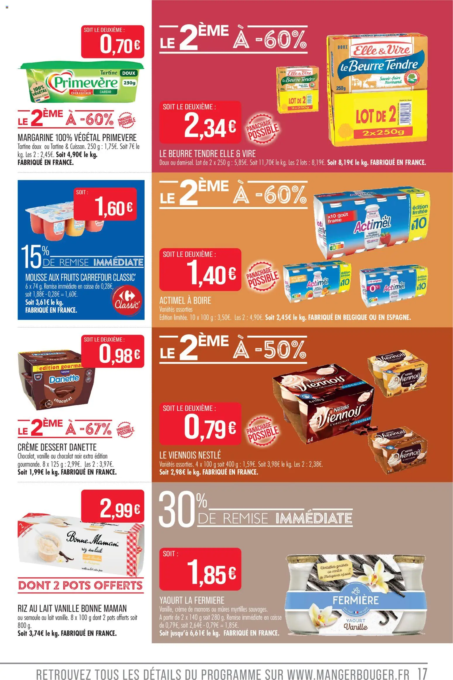 {H1} | Page: 17 | Produits: Actimel, Lait, Chocolat, Riz