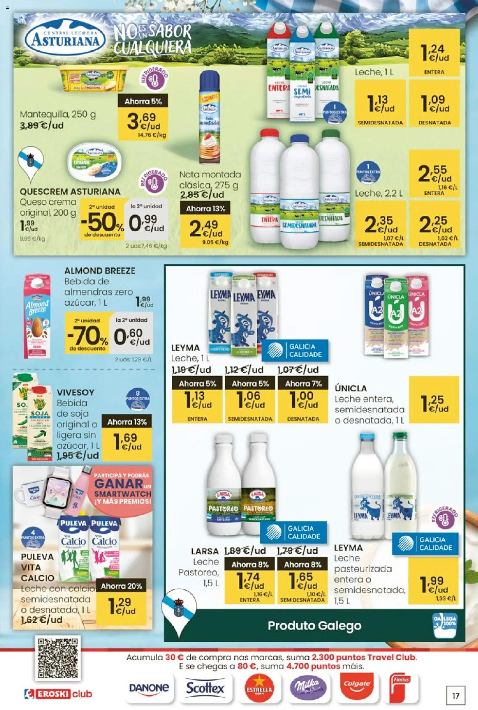 Eroski Quieres ahorrar conmigo │ válido desde el 26.03.2026 | Página: 17 | Productos: Leche entera, Leche, Crema, Bebida de almendras