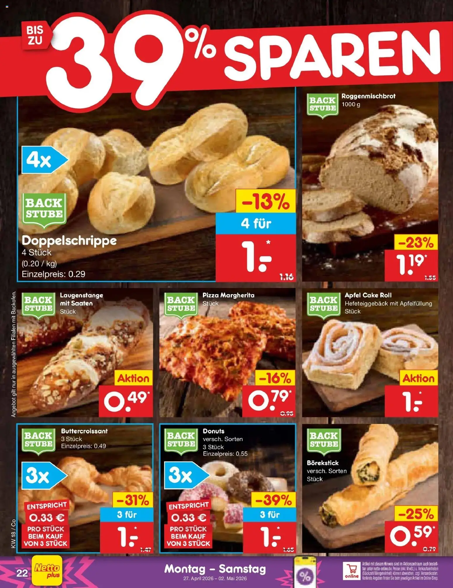 Netto Marken-Discount Prospekt Delitzsch	 – gültig ab 27.04.2026 | Seite: 30 | Produkte: Äpfel, Donuts, Pizza