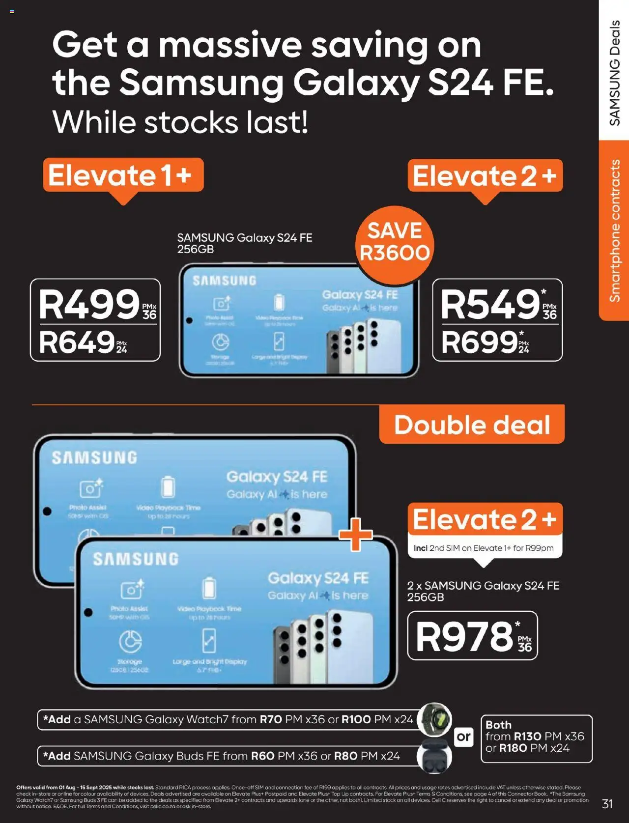 Cell C - Contract Deals │ valid from 01.08.2025 | Page: 31 | Products: Sim, Smartphone, Connector, Stock