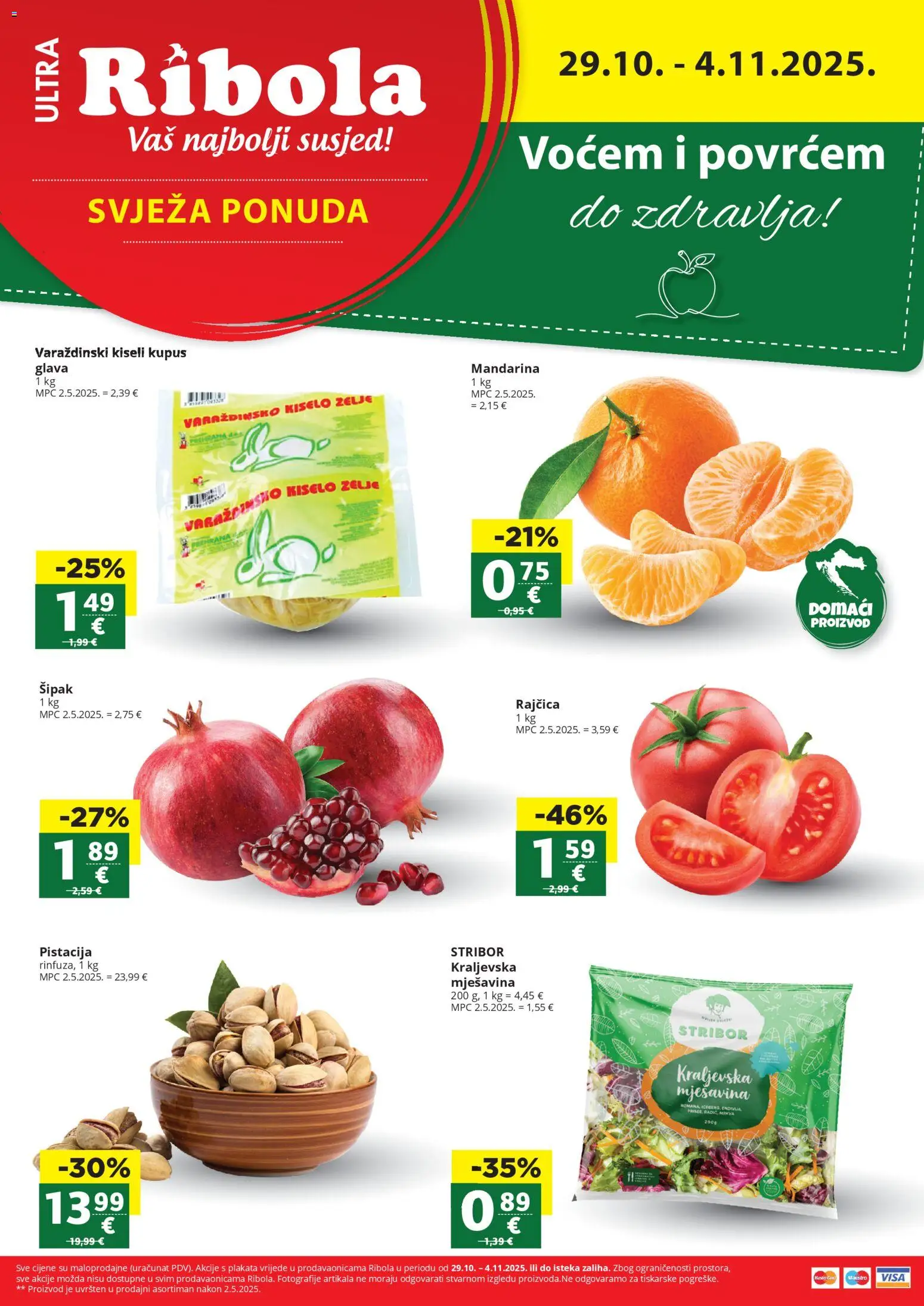 Ribola katalog | vrijedi od 29.10.2025 | Stranica: 1 | Proizvodi: Mandarina, Zelje, Kupus, Rajčica