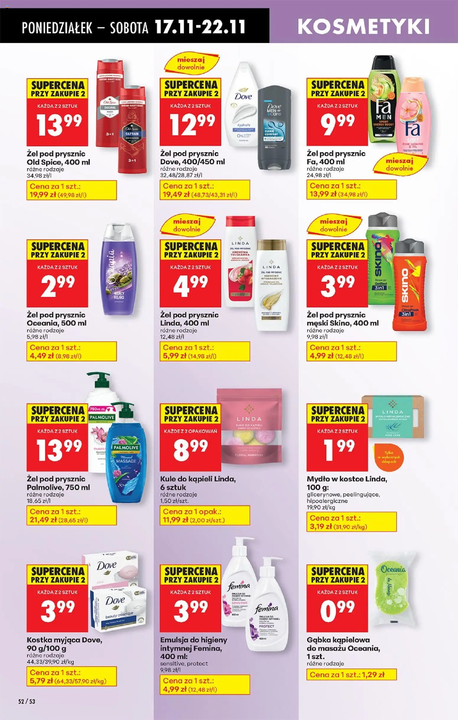 Biedronka gazetka od 17.11.2025 | Strona: 70 | Produkty: Kosmetyki, Gąbka, Żel pod prysznic, Old spice