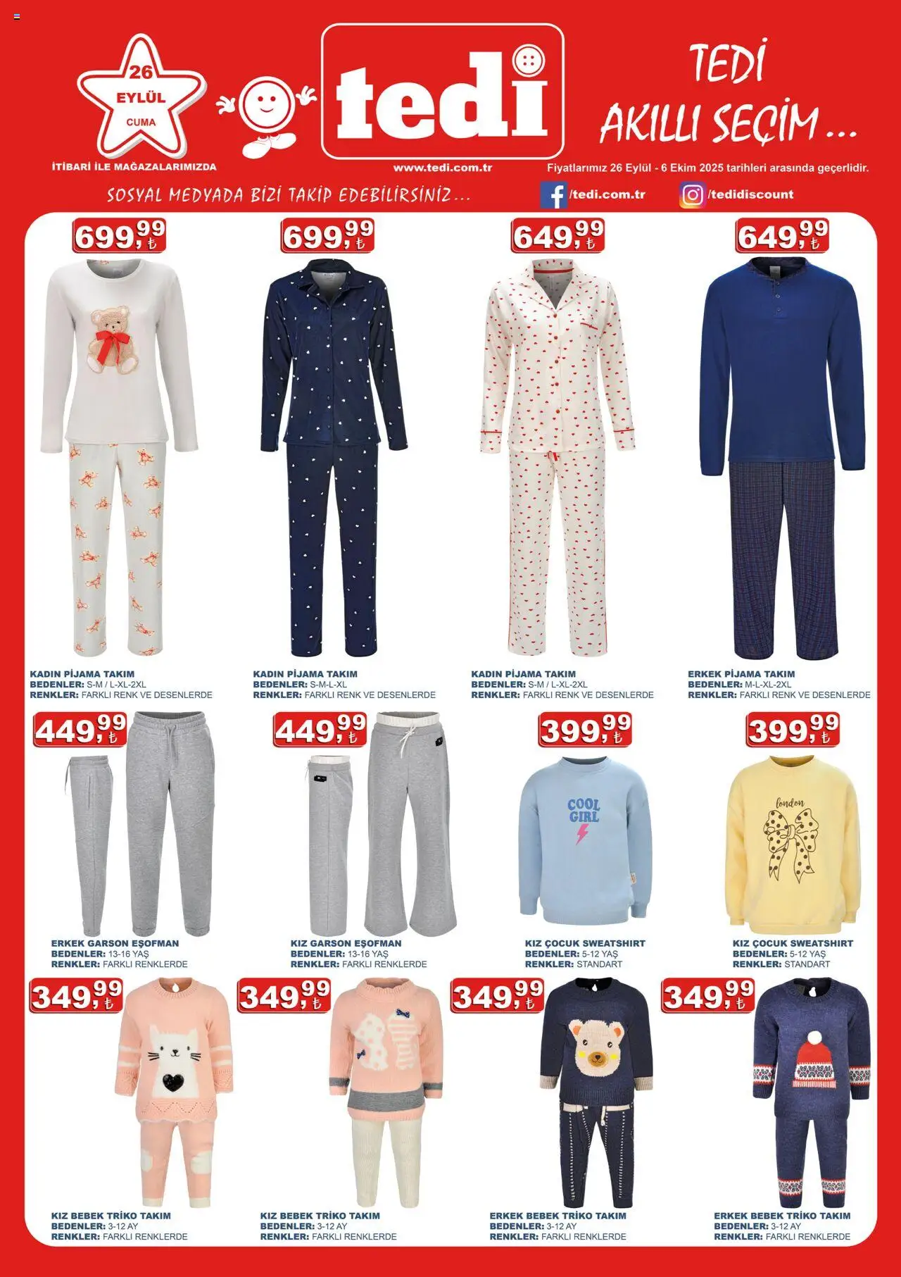 Tedi  Katalog - 26.09.2025 tarihinden itibaren geçerlidir | Sayfa: 1 | Ürünler: Pijama