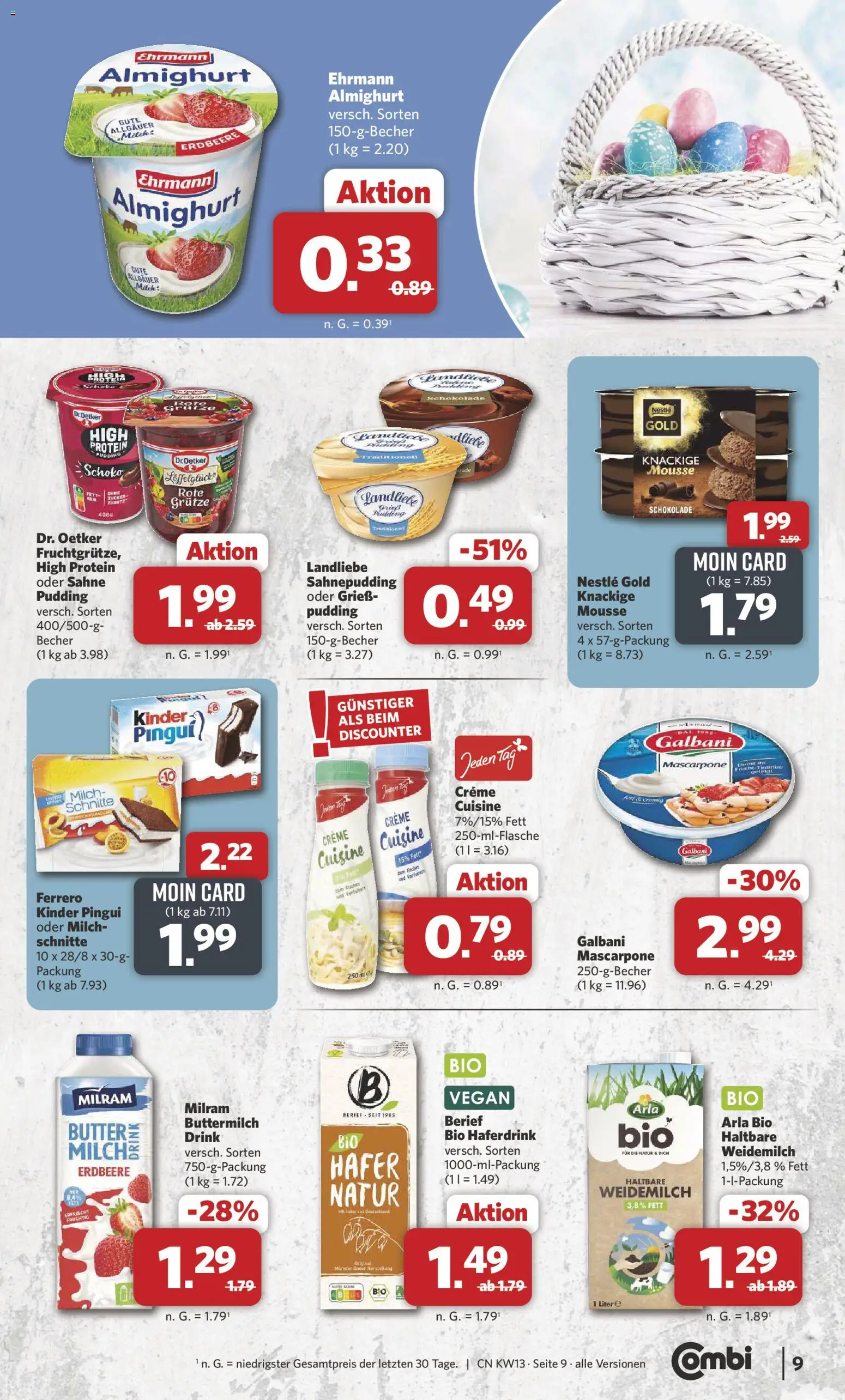 Combi Prospekt 	 – gültig ab 23.03.2026 | Seite: 9 | Produkte: Pudding, Creme, Milram, Sahne