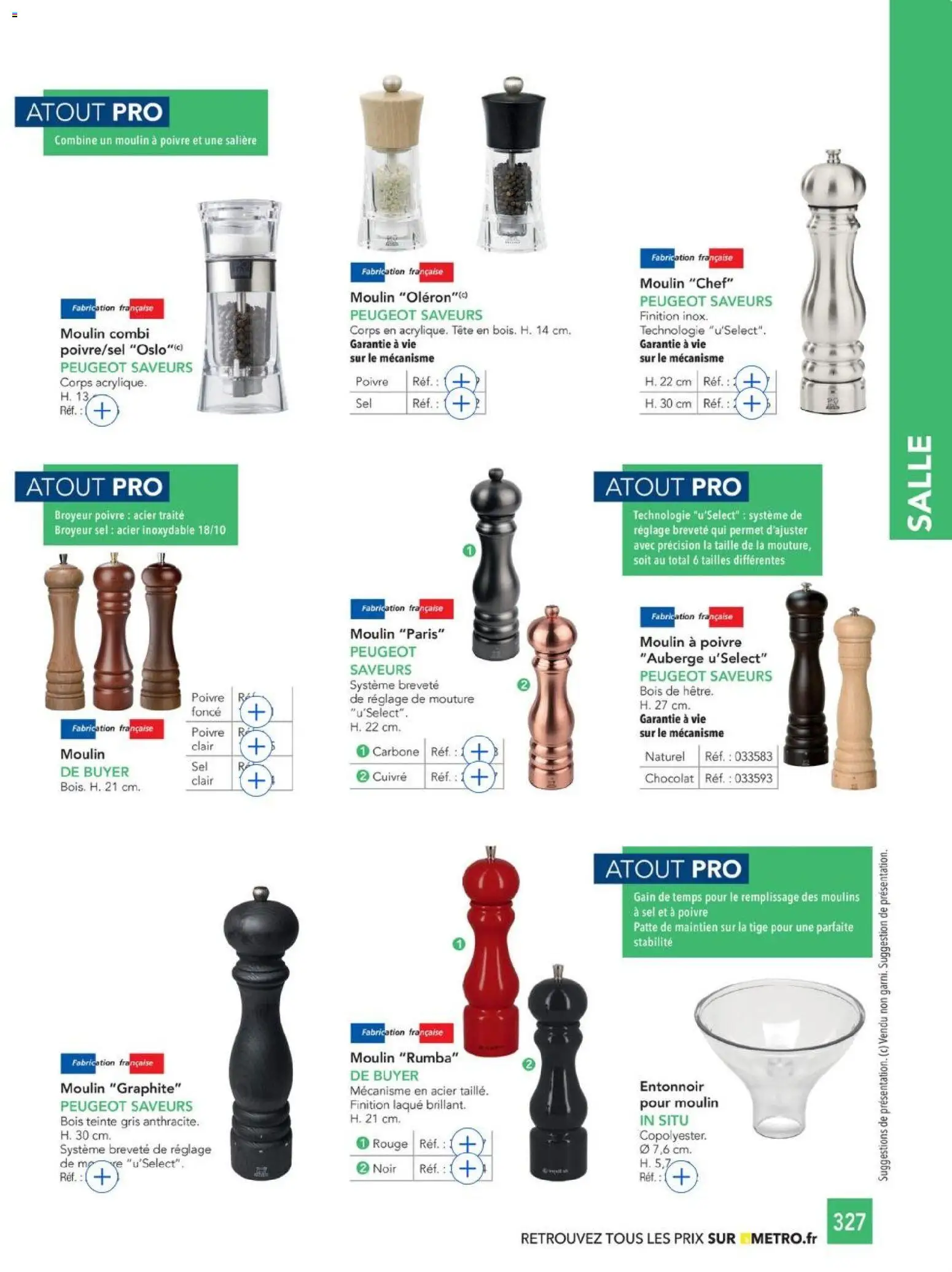 {H1} | Page: 327 | Produits: Sel, Poivre, Laque, Chocolat